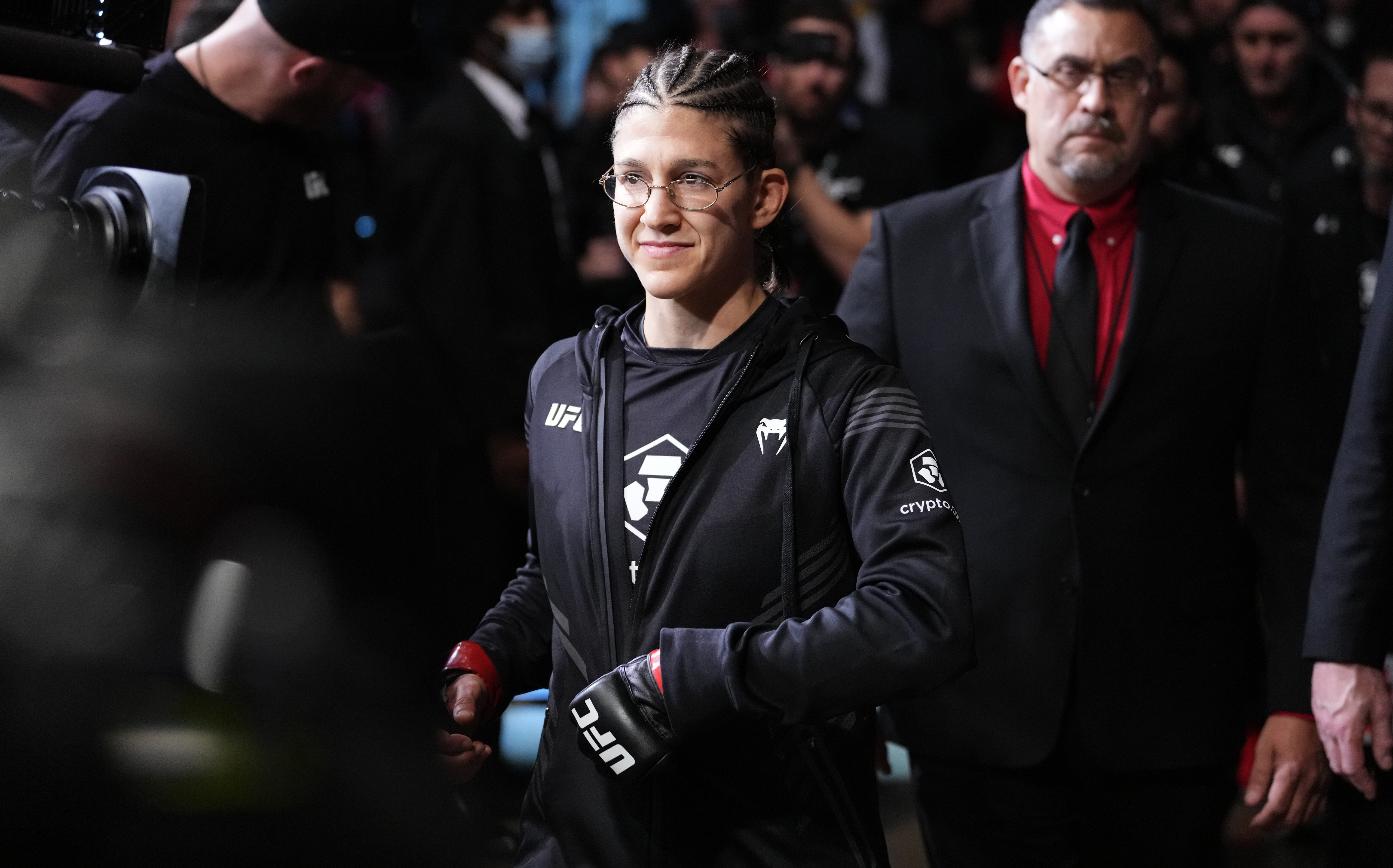 Roxanne Modafferi walks to the cage ahead of her fight with Casey O’Neill at UFC 271.