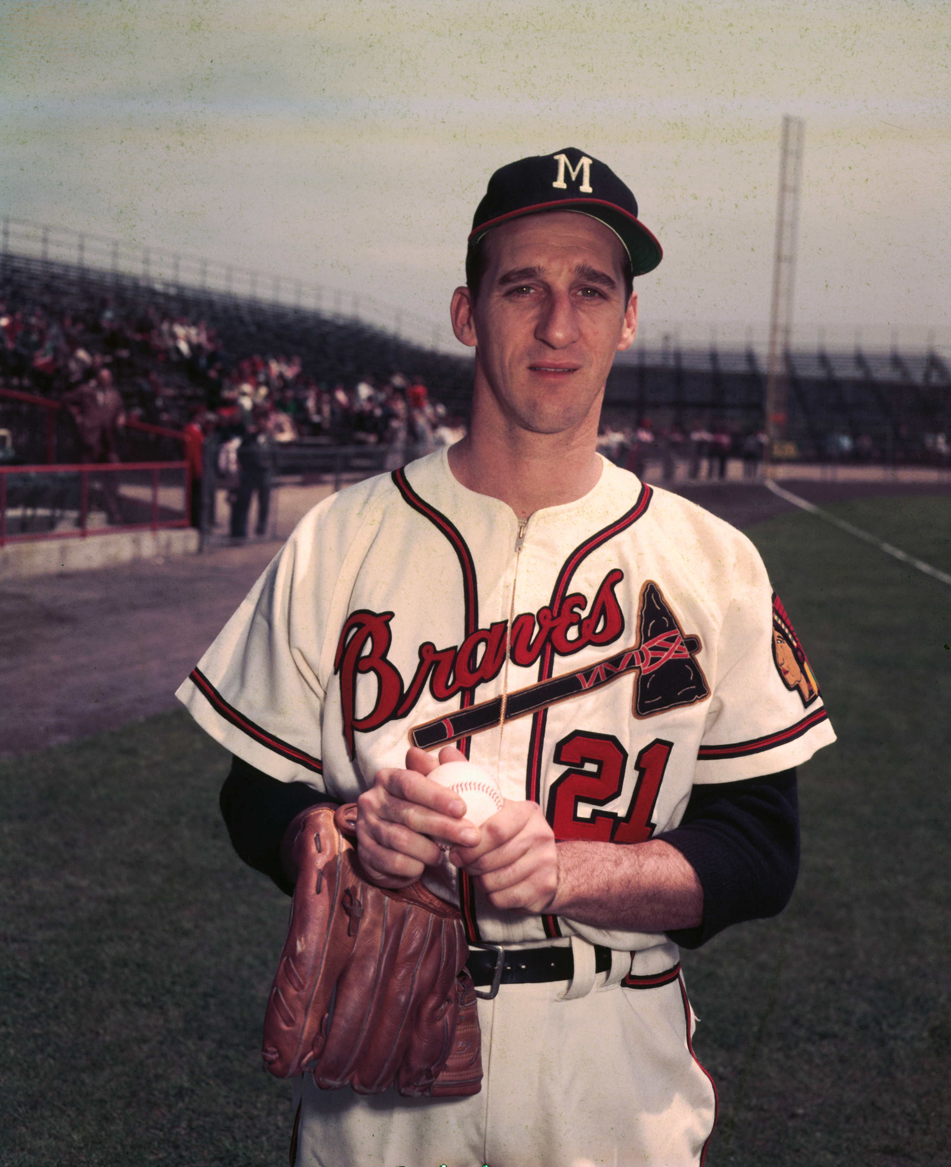 Warren Spahn Holding Baseball