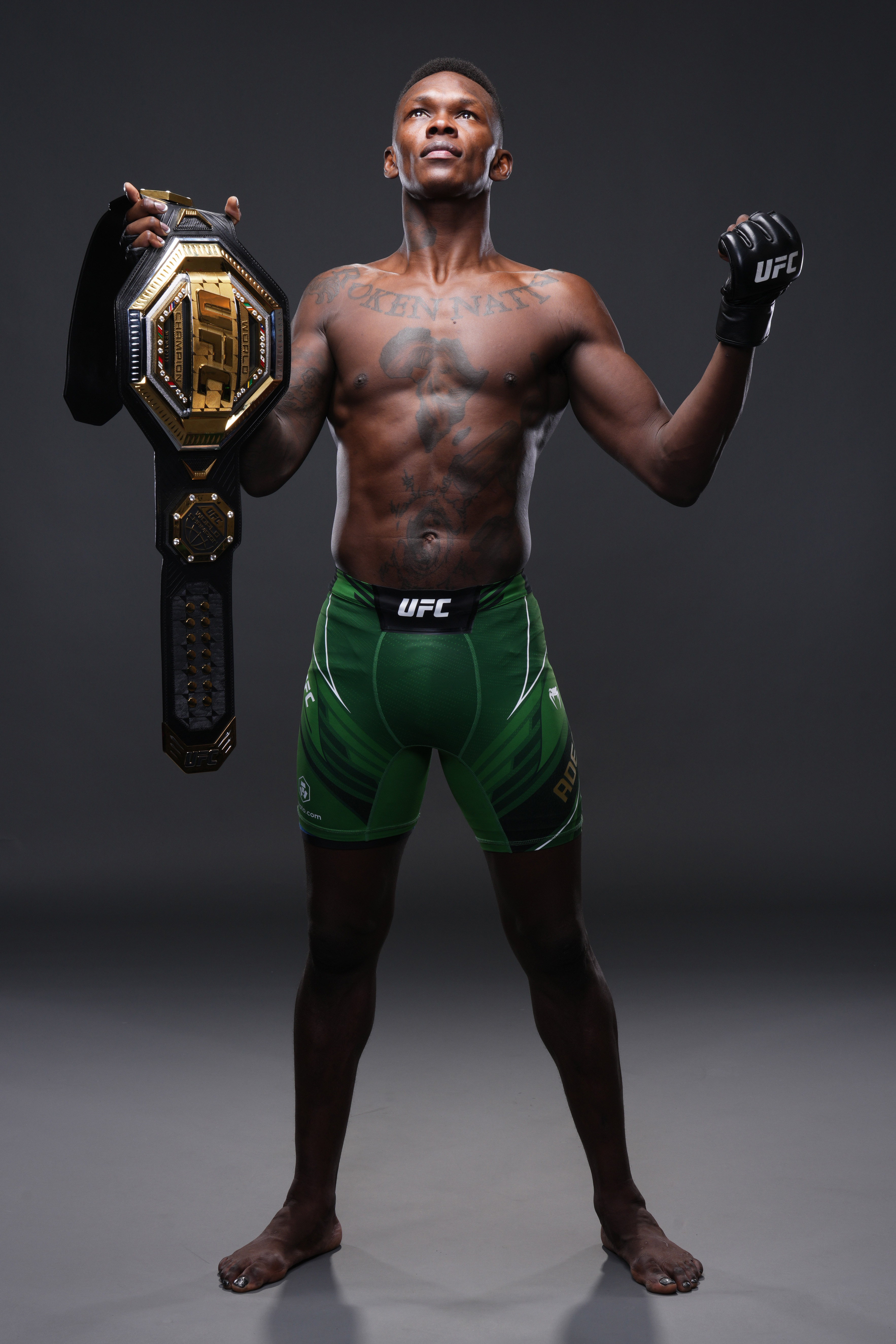 Israel Adesanya poses for a photo after his UFC 276 win over Jared Cannonier. 