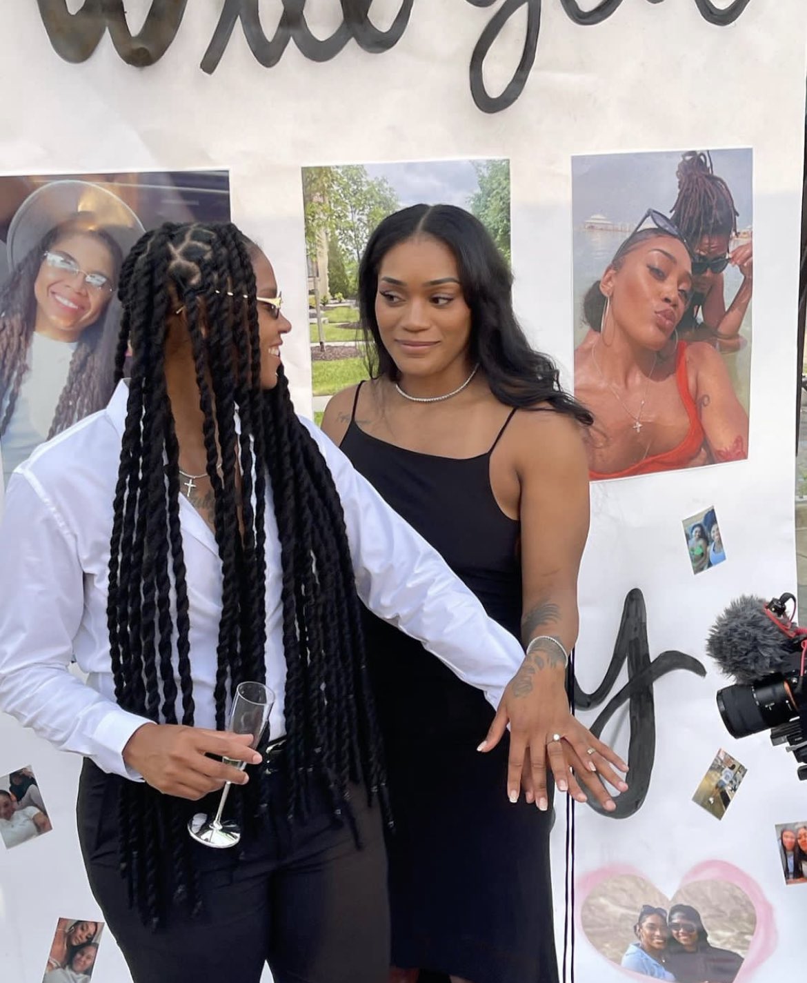 Victoria Vivians of the Indiana Pacers and Tierra Ruffin-Pratt show off their engagement rings.