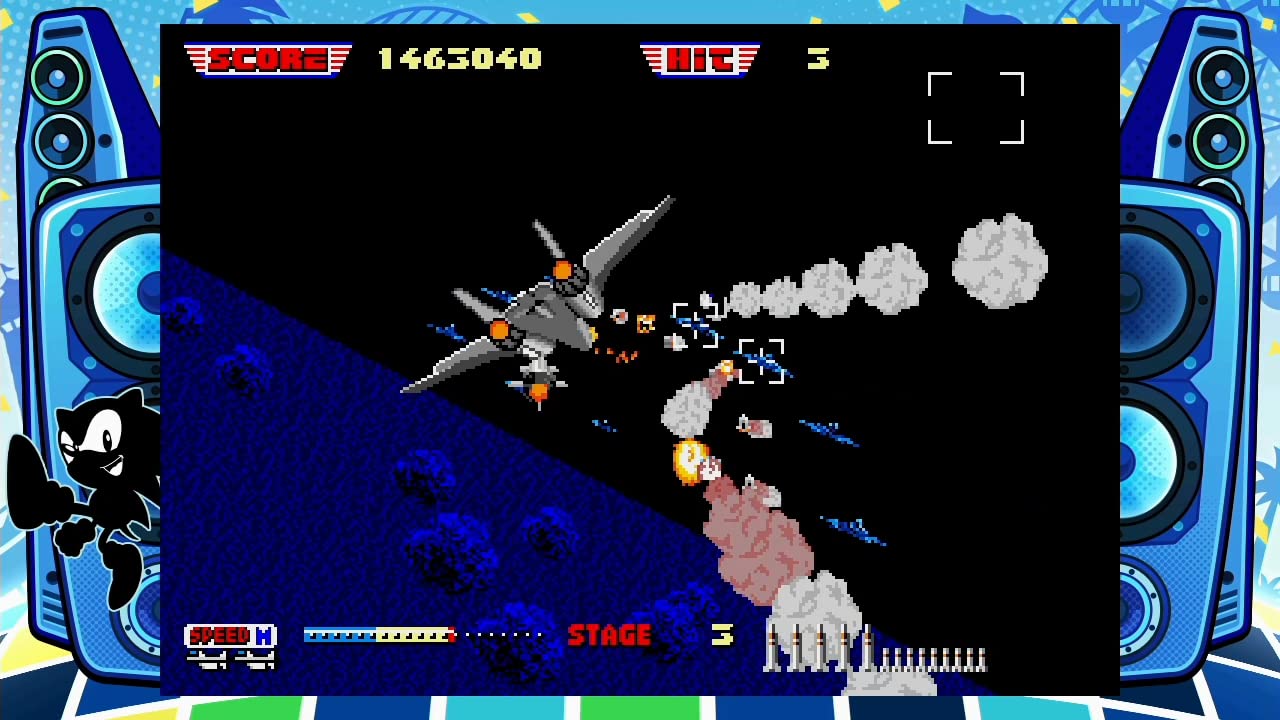 screen of After Burner 2 for Sega Genesis playing on a screen adjusted to a 4:3 aspect ratio