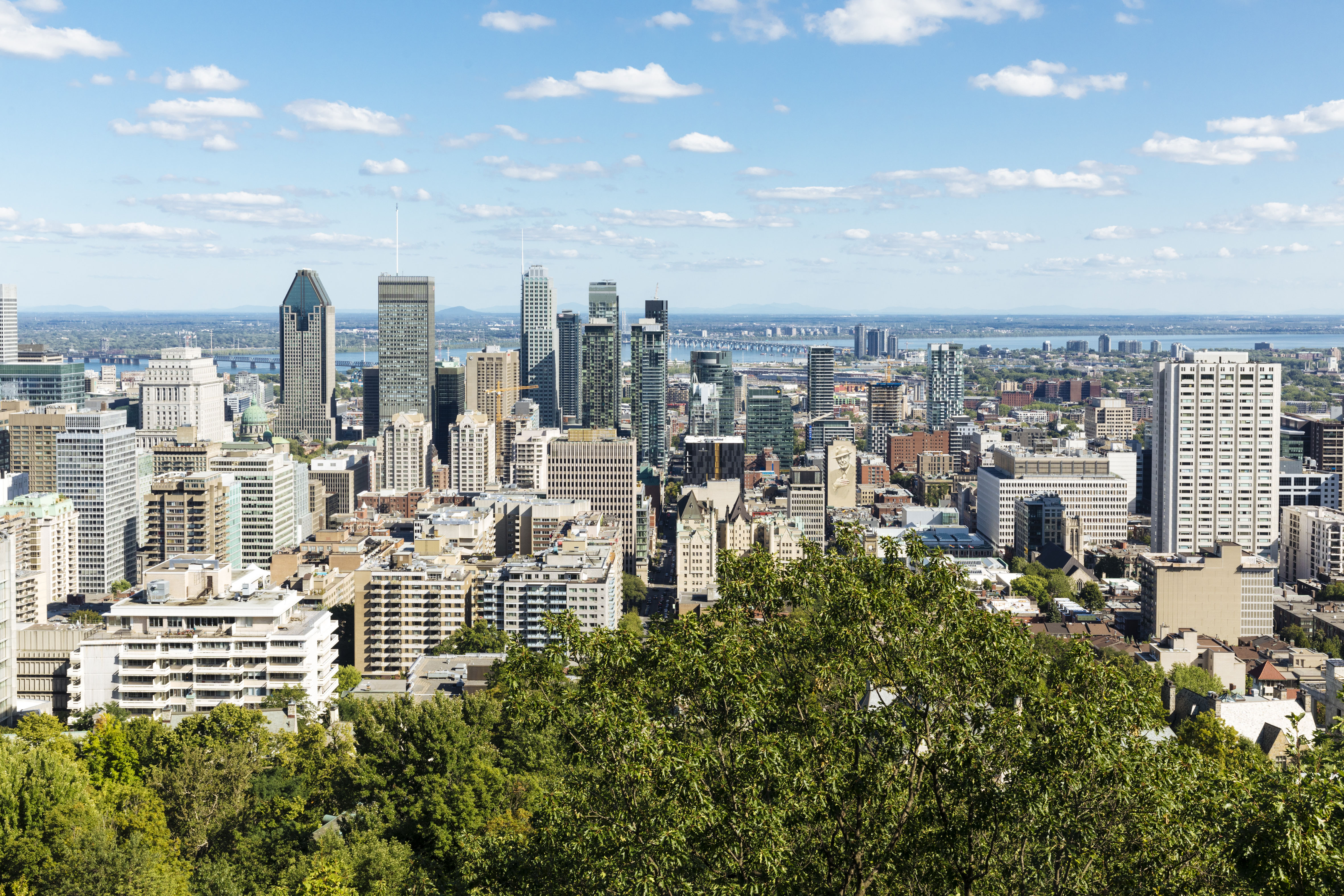 Panoramic view of the city of Montreal from Mount Royal, Quebec, Canada