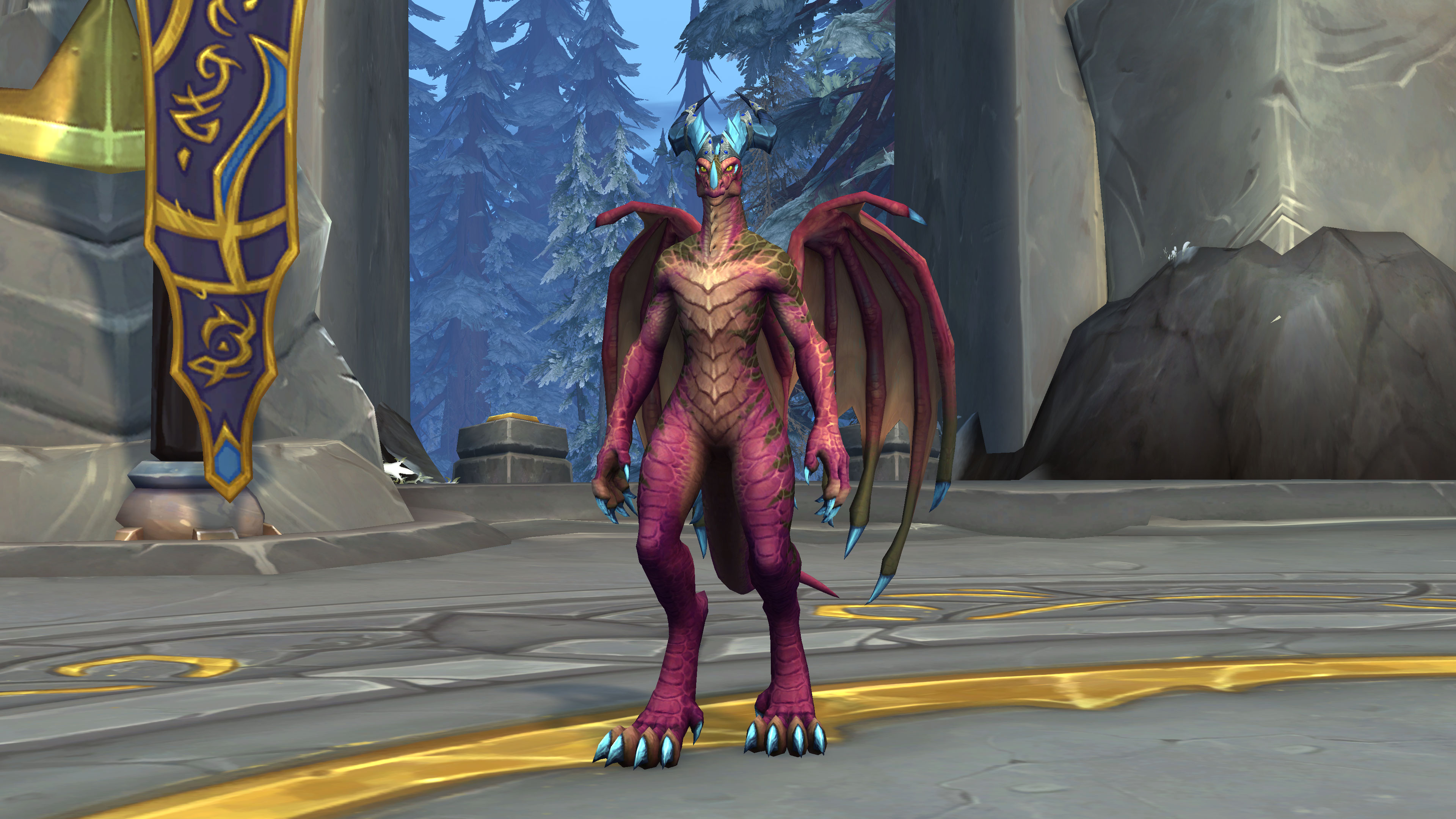 A Dracthyr Evoker poses for the camera in World of Warcraft: Dragonflight