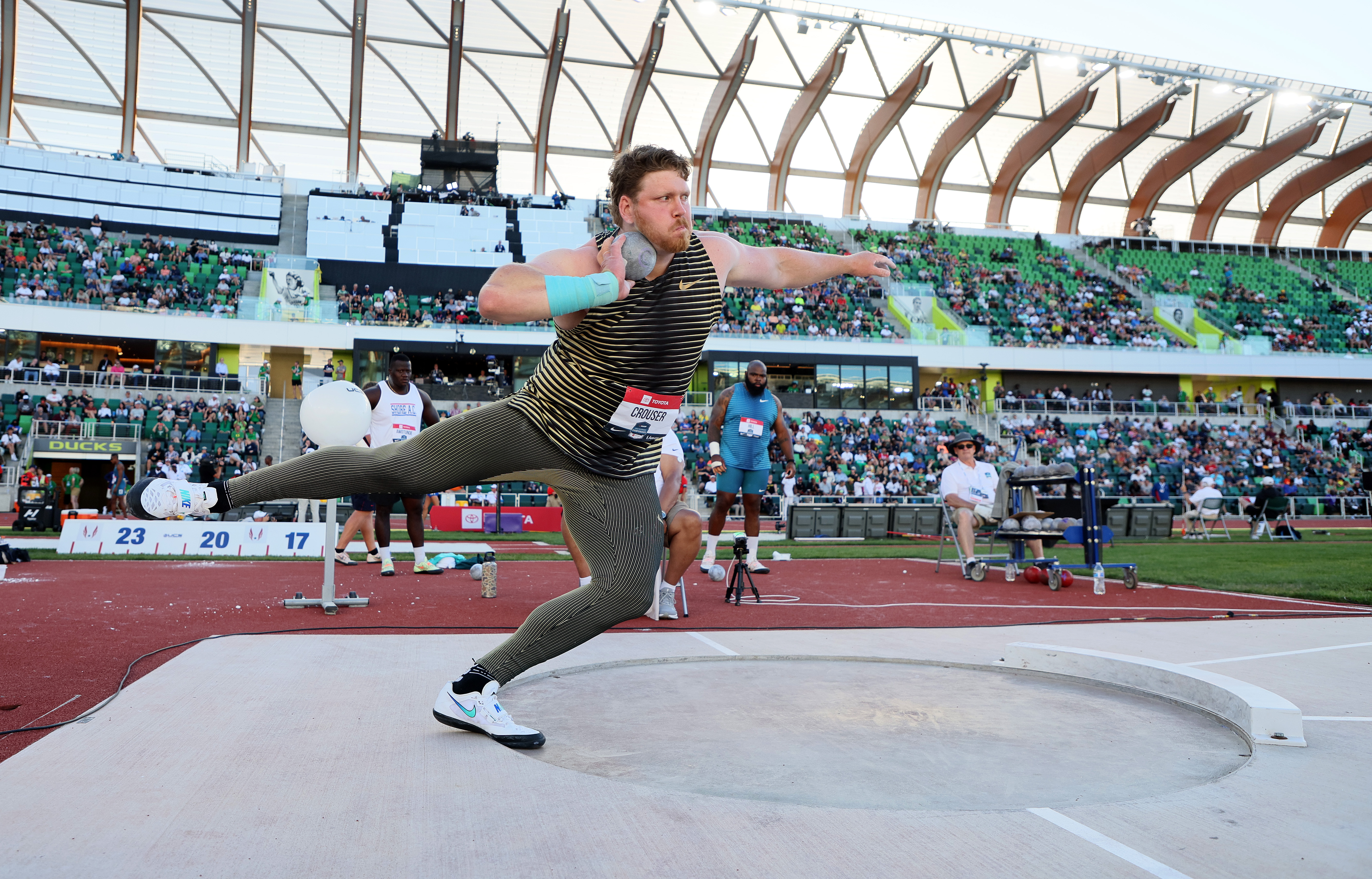 Ryan Crouser wins the final of the Men Shot Put during the 2022 USATF Outdoor Championships at Hayward Field on June 24, 2022 in Eugene, Oregon.