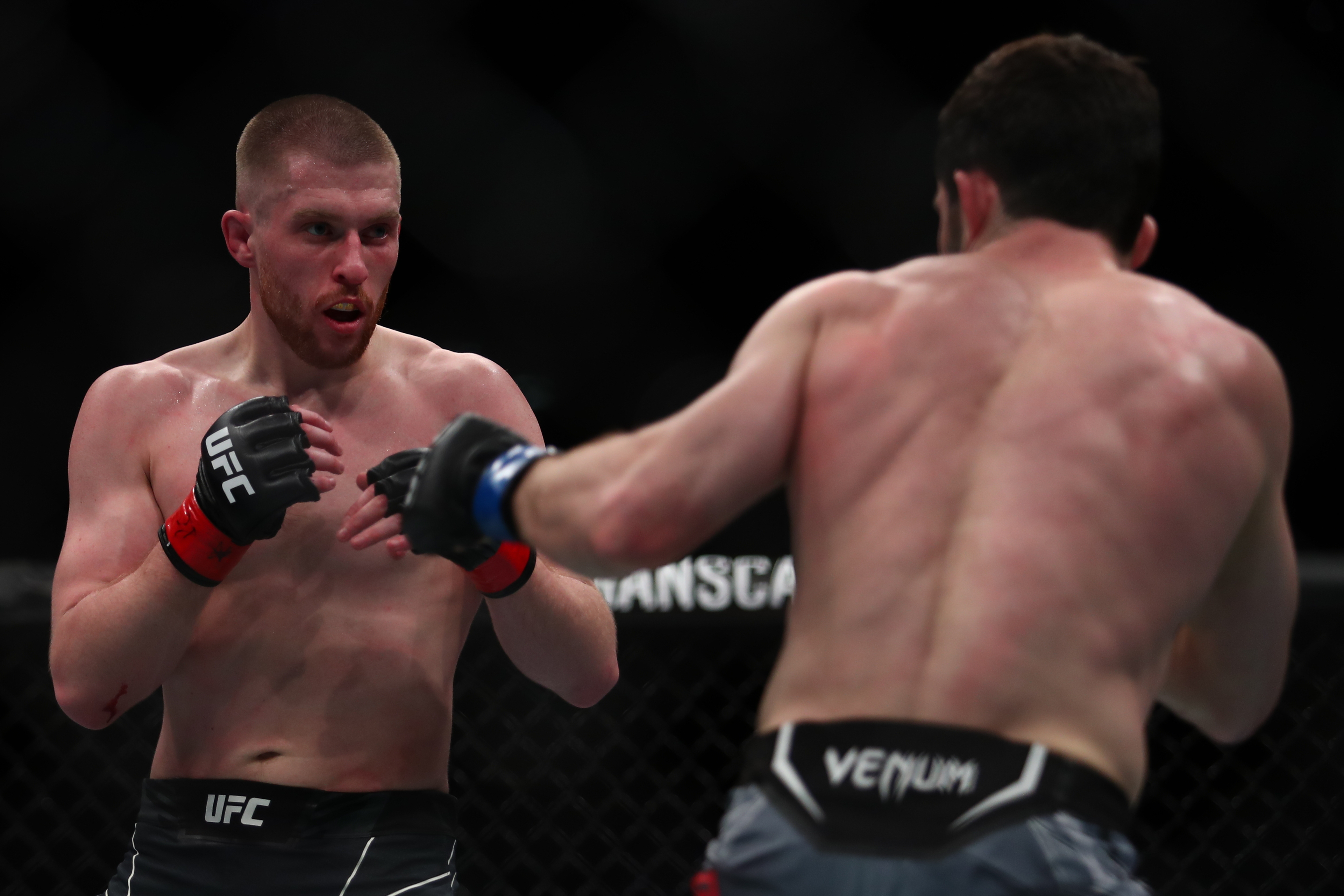 Jack Shore in action against Timur Valiev during UFC Fight Night 204 at the O2 Arena, Greenwich on Saturday 19th March 2022.