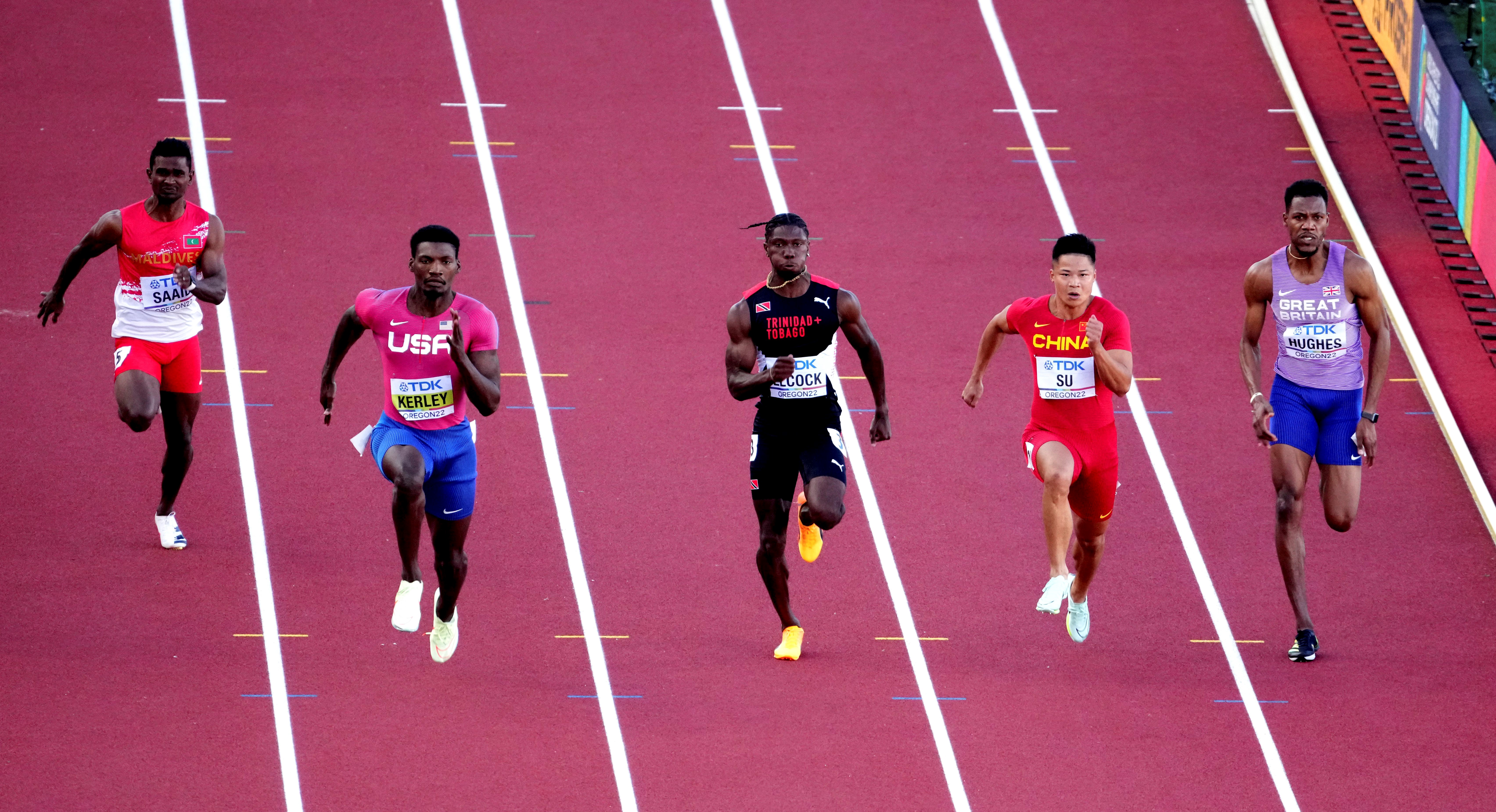 Su Bingtian 2nd R of China competes during the men’s 100m heat at the World Athletics Championships Oregon22 in Eugene, Oregon, the United States, July 15, 2022.