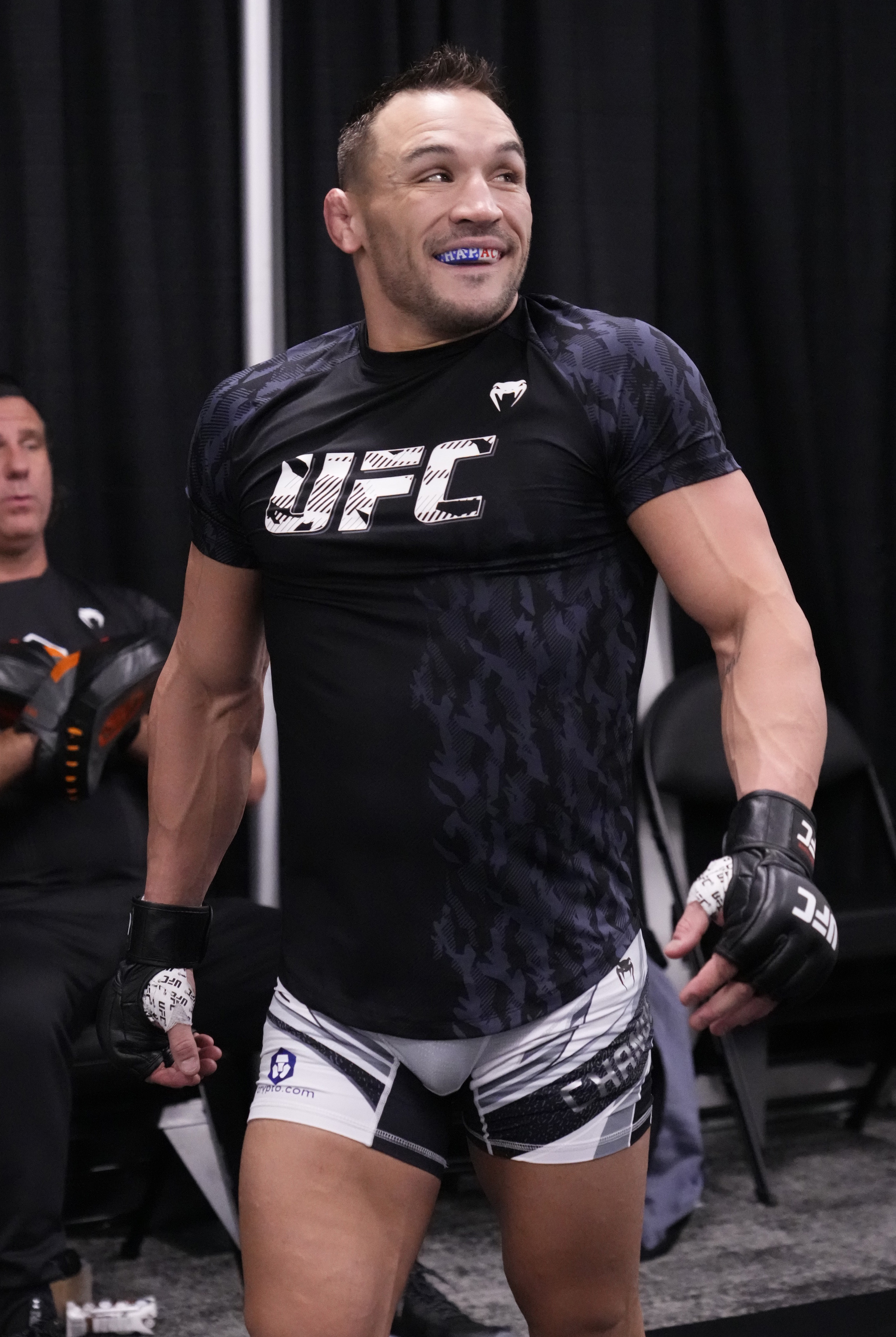 Michael Chandler warms up for his UFC 274 fight with Tony Ferguson in May. 