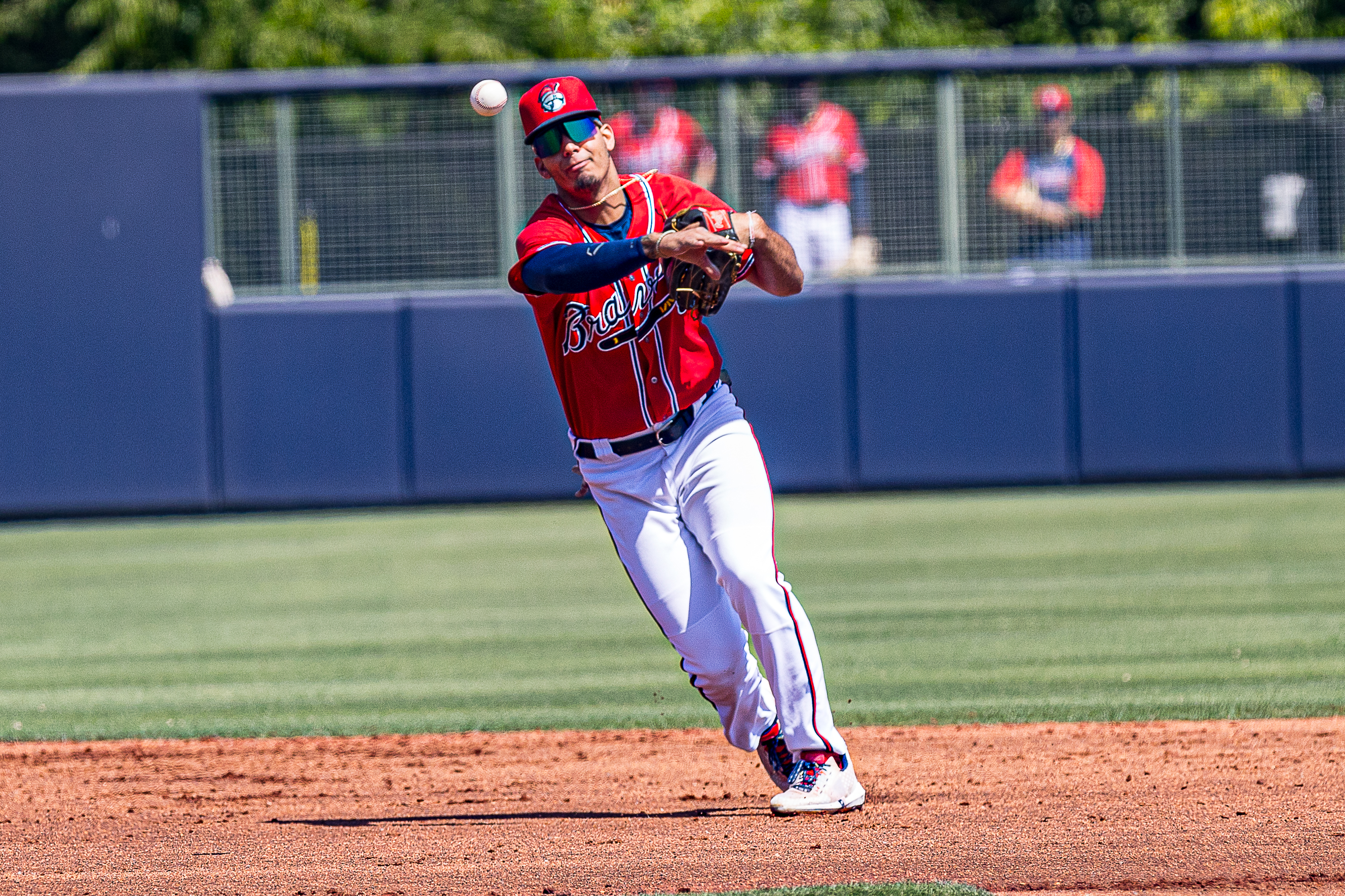 Vaughn Grissom makes a throw for the Rome Braves