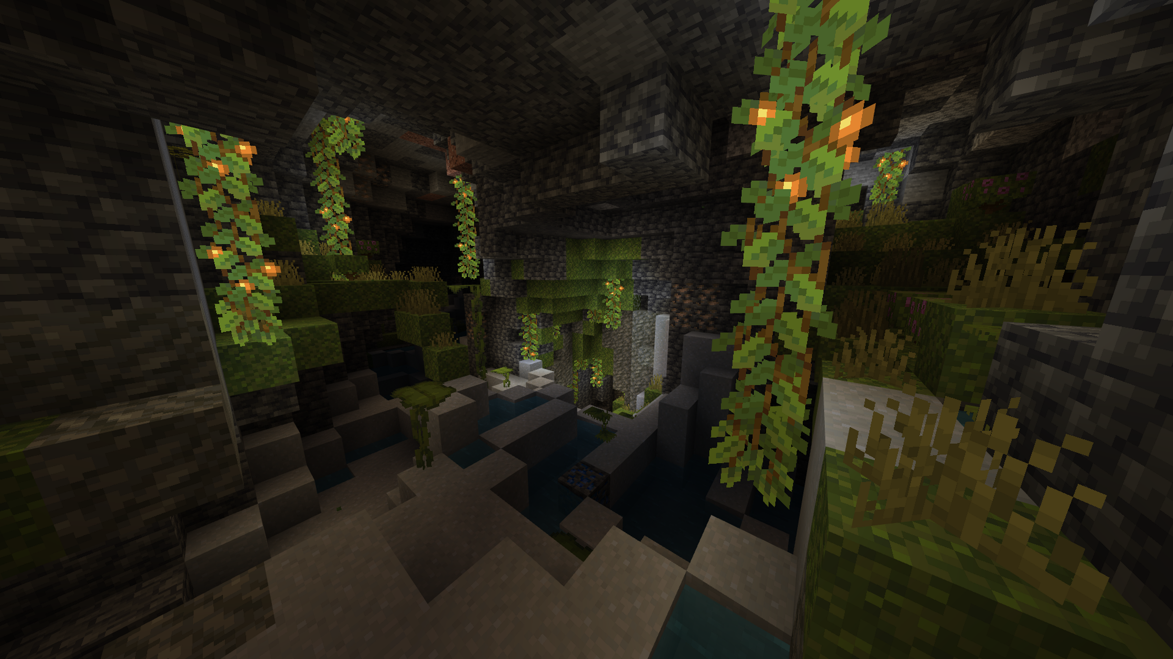 Minecraft’s lush cave biome with lots of clay on the floor