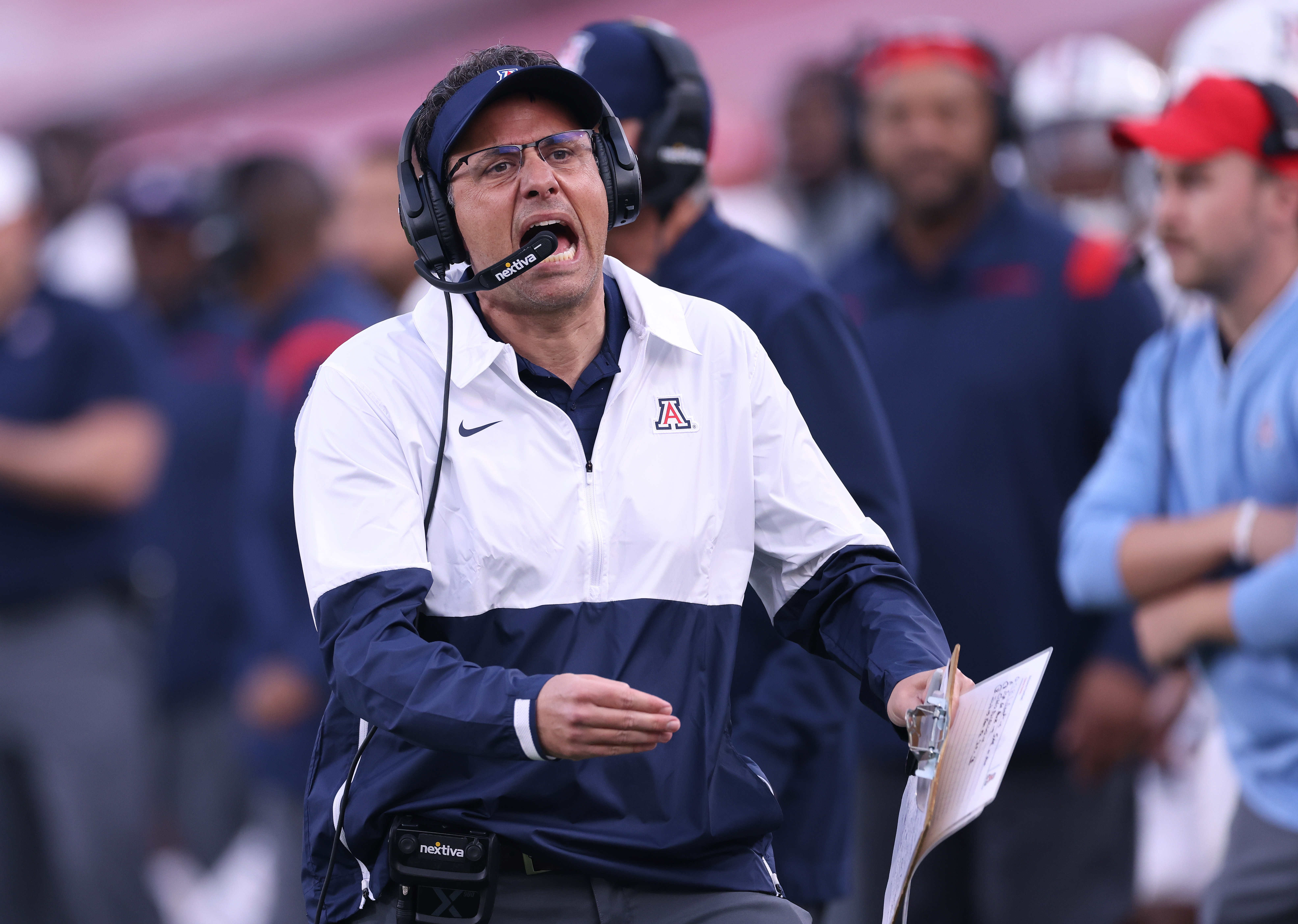jedd-fisch-jacob-cowing-christian-young-pac12-media-day-comments-arizona-football-2022