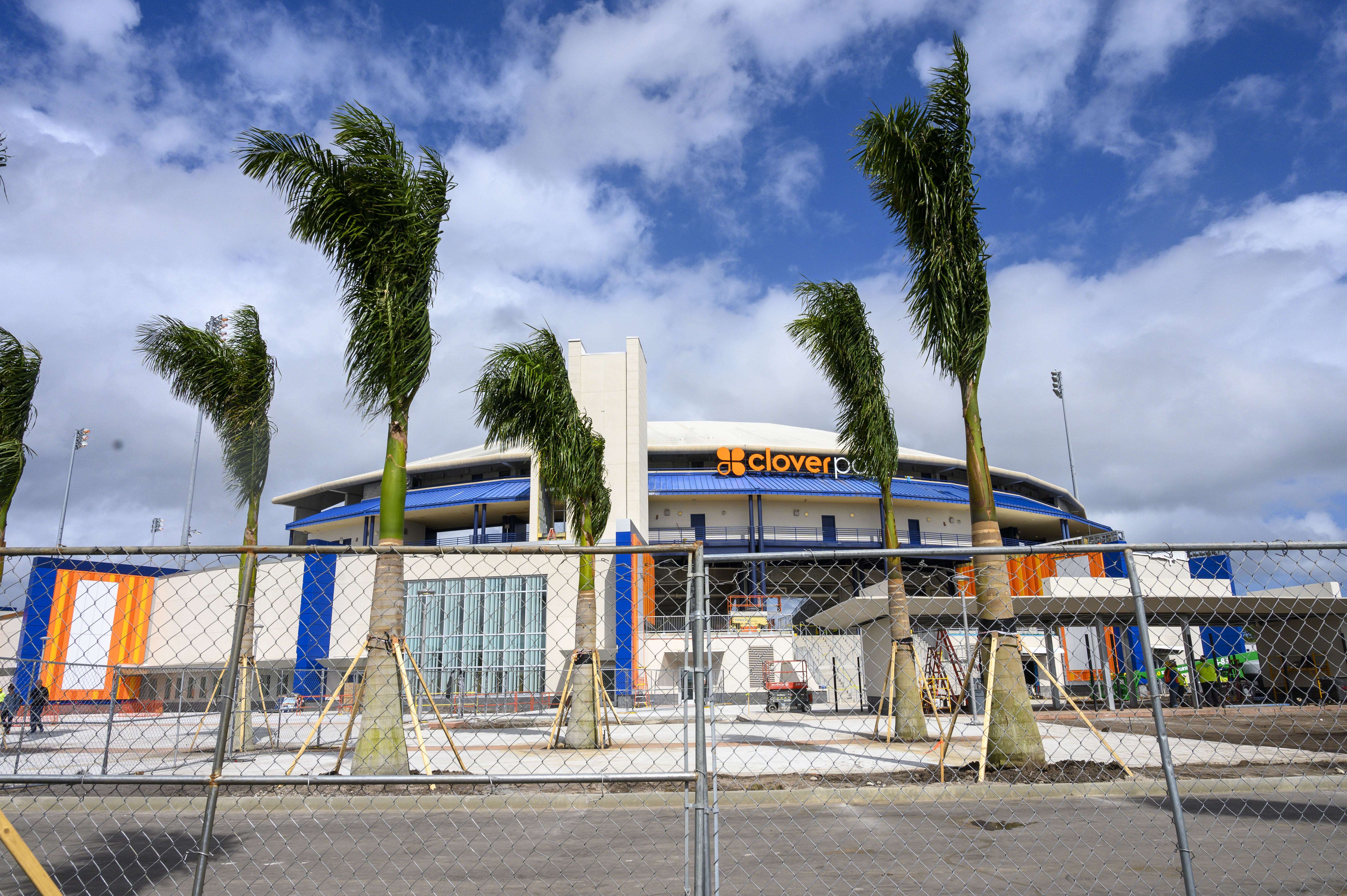 Construction scene at Clover Park stadium in Florida, 2020
