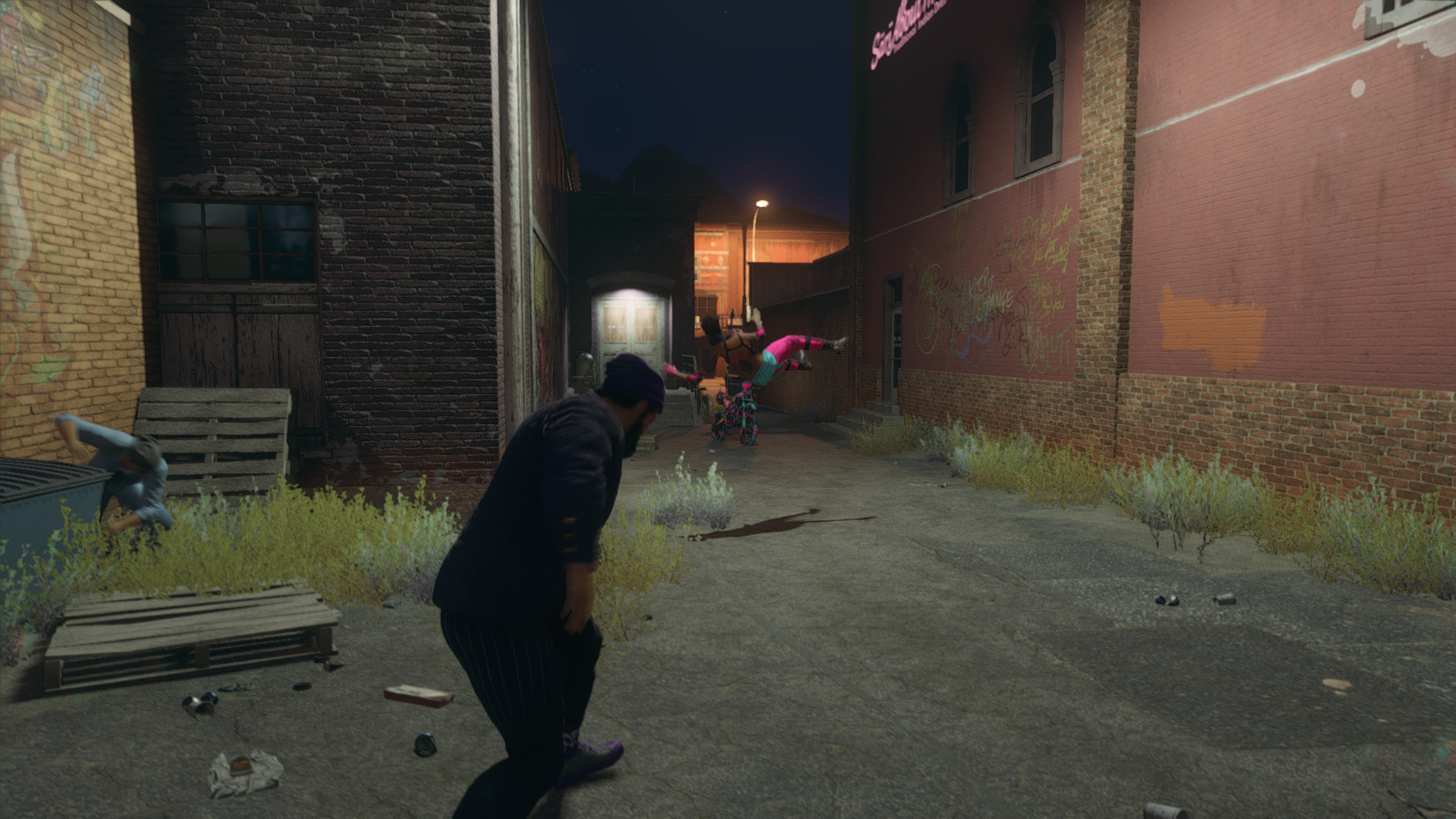 The boss throws an enemy with the Pineapple Express skill in Saints Row