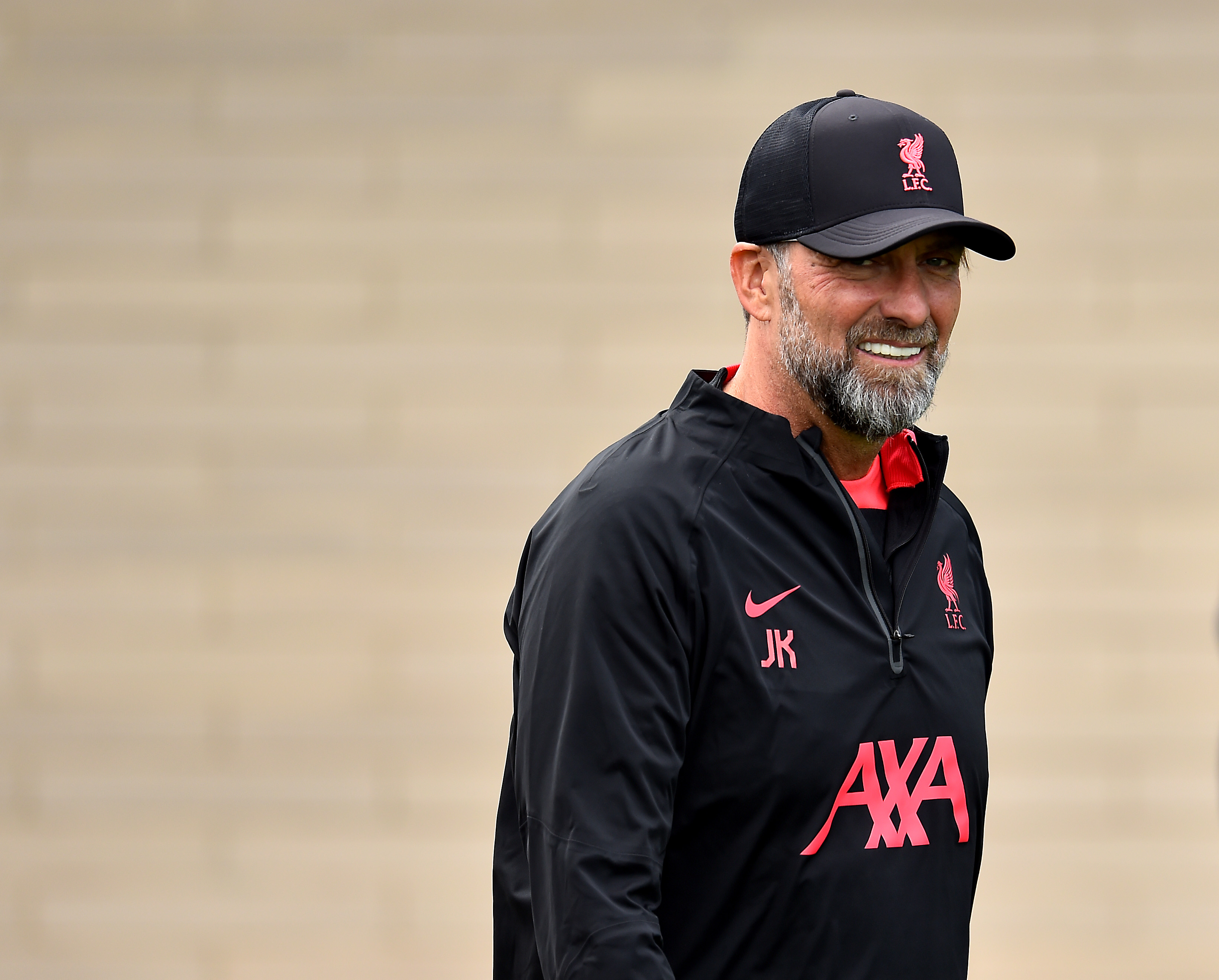 Jurgen Klopp manager of Liverpool during a training session at AXA Training Centre on August 25, 2022 in Kirkby, England.