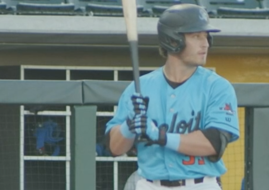 Newly promoted Marlins outfielder Brady Allen during his debut with the Beloit Sky Carp