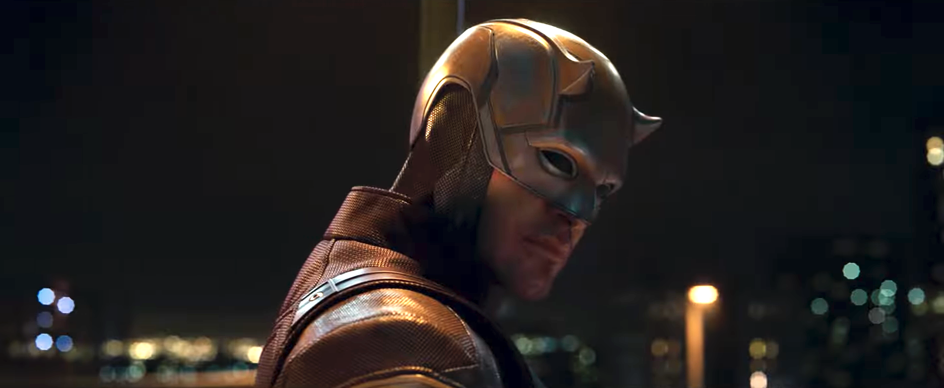 an image of daredevil from the MCU in his new costume.
