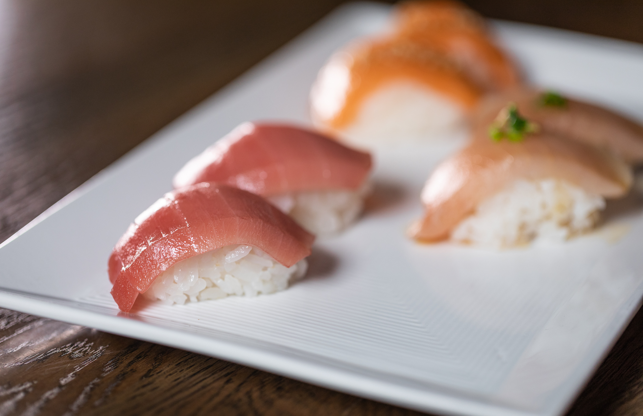 sushi tuna, salmon and hamachi