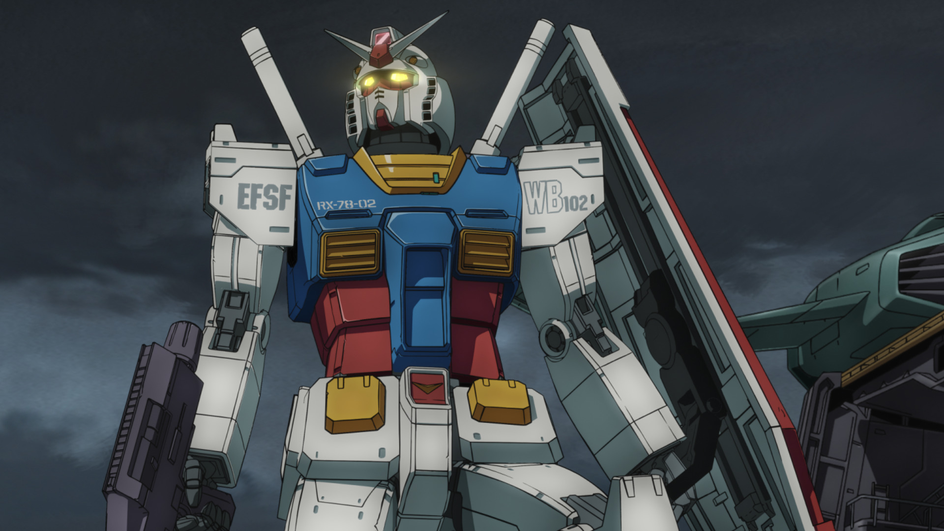 The&nbsp;RX-78-2&nbsp;Gundam wielding a beam rifle and shield in Mobile Suit Gundam Cucuruz Doan’s Island.