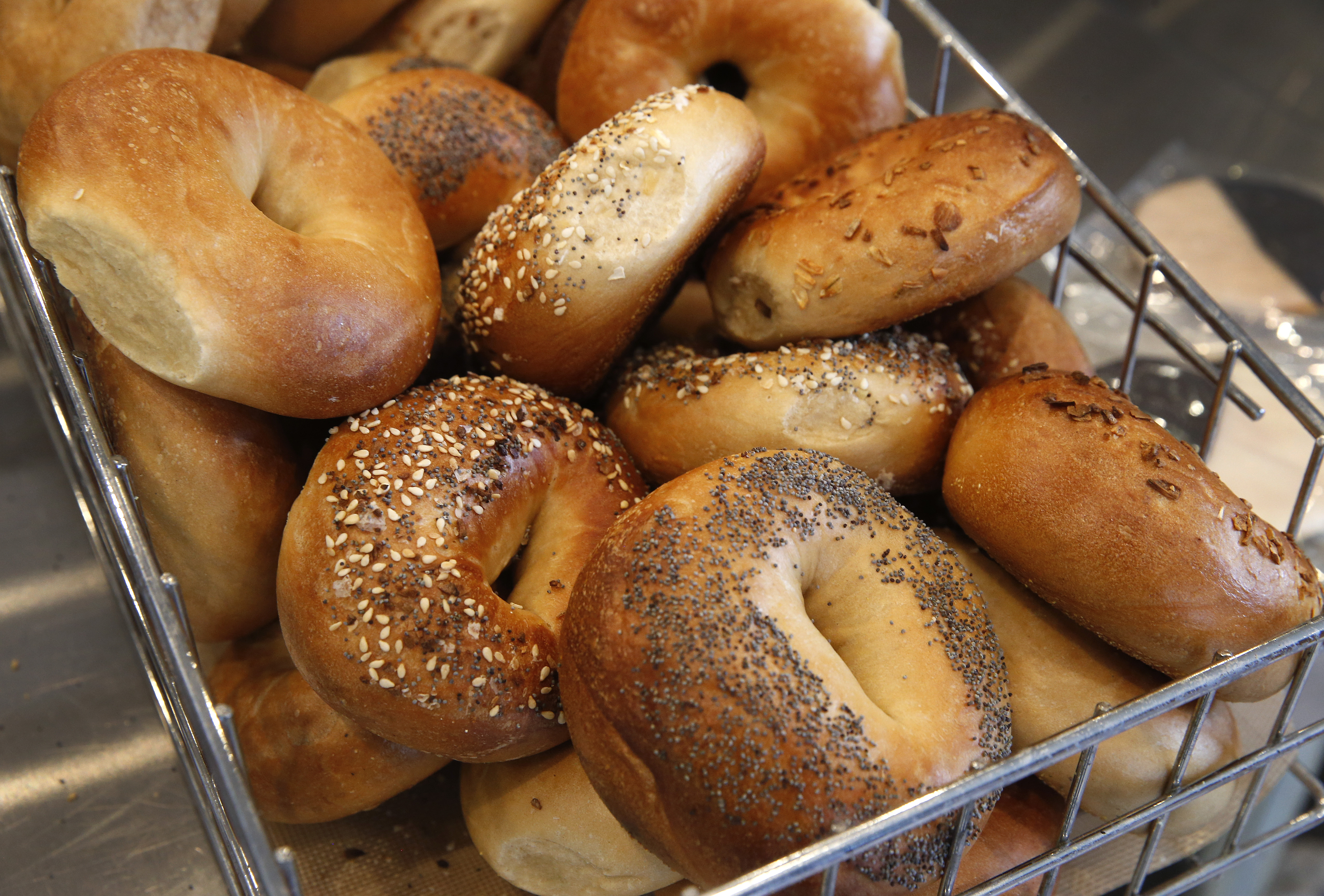 Bagels are fresh out of the oven at Boichik Bagels in Berkeley, Calif. on Wednesday, May 20, 2020. Business has remained strong at Boichik and other local bakeries during the coronavirus pandemic