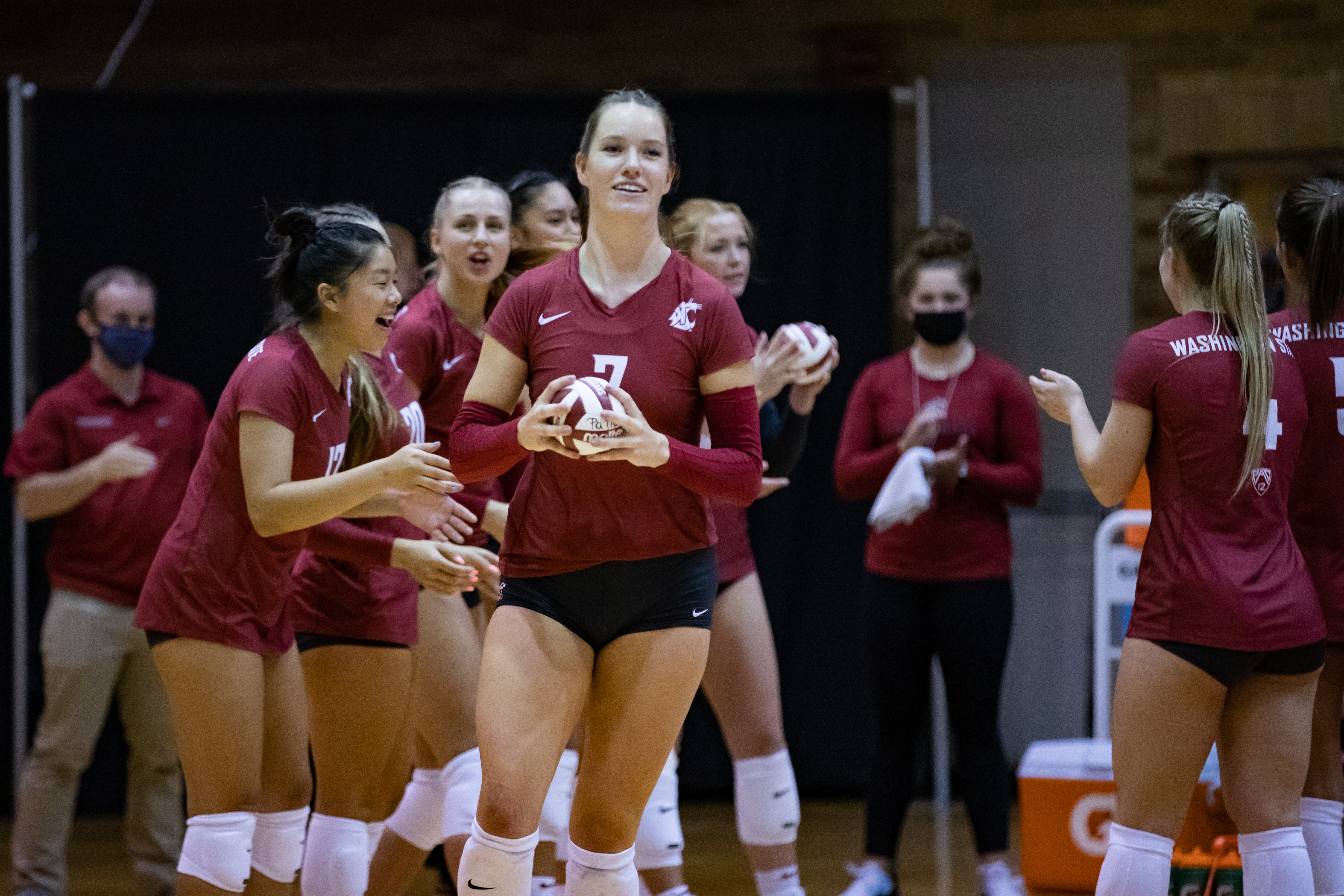 PULLMAN, WA - September 9: Washington State women’s volleyball team defeats Long Beach State University in three sets at Bohler Gymnasium