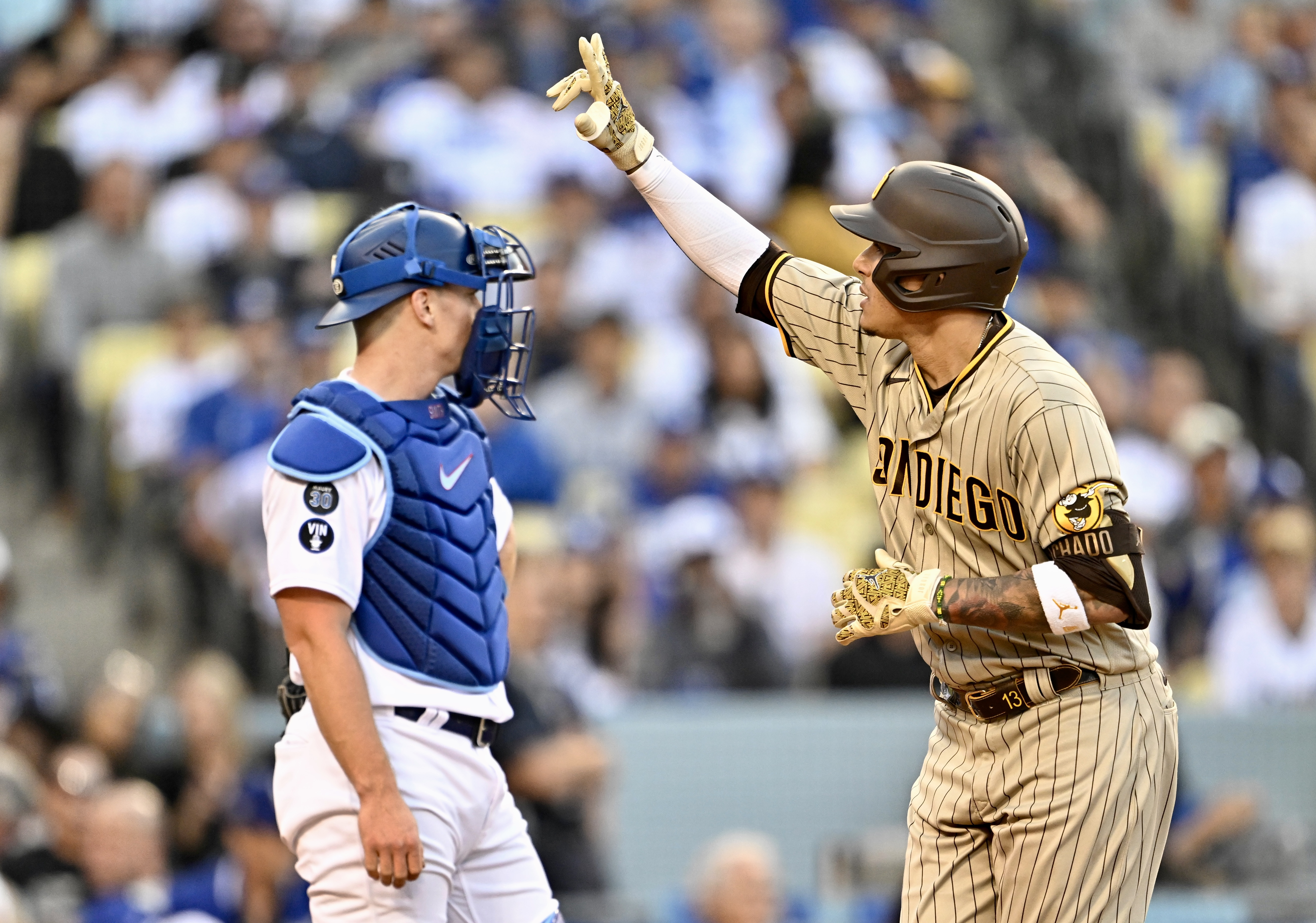 San Diego Padres defeated the Los Angeles Dodgers 5-3 during Game 2 of a National League Division Series baseball game at Dodger Stadium.