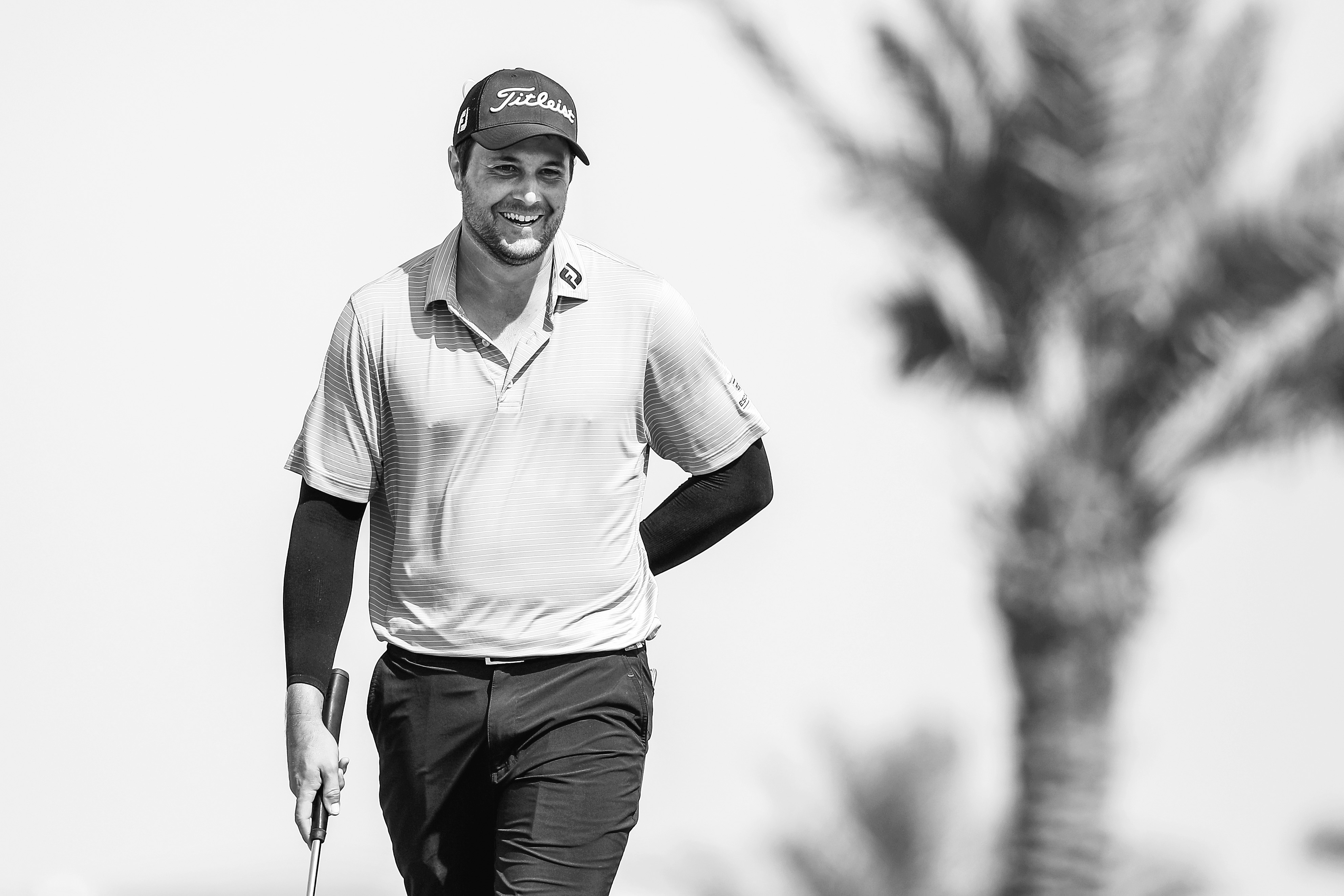 Peter Uihlein of Smash GC reacts after putting on the eighth green during day two of the LIV Golf Invitational - Jeddah at Royal Greens Golf &amp; Country Club on October 15, 2022 in King Abdullah Economic City, Saudi Arabia.