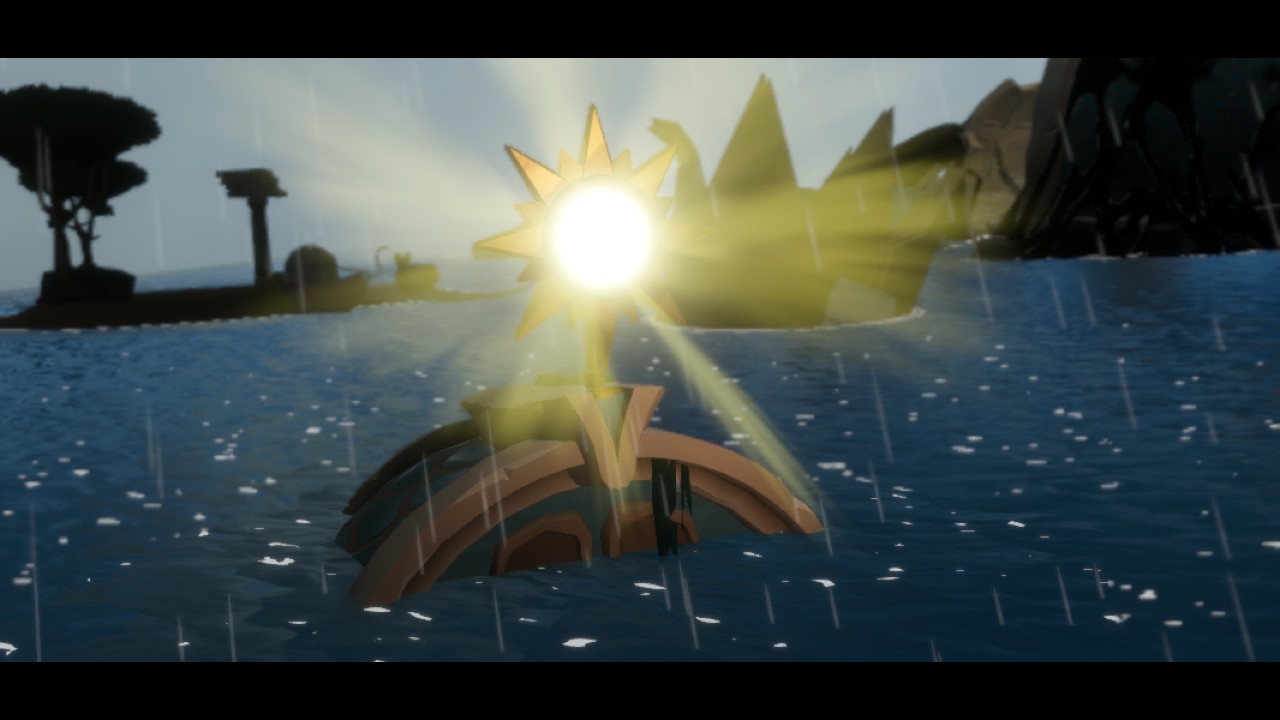 A sun emblem lights up and shines toward the camera in Mario + Rabbids Sparks of Hope