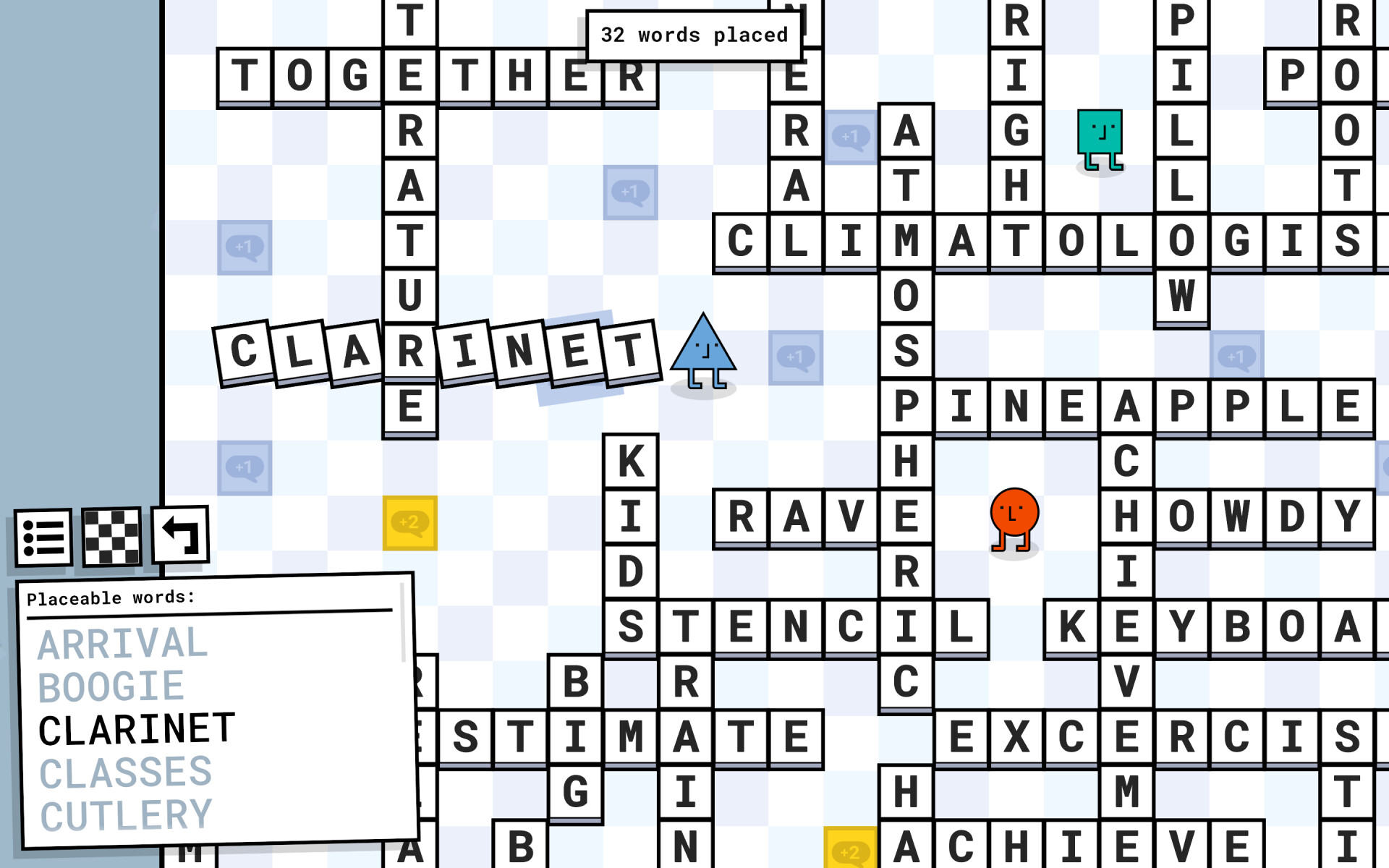 A screenshot from Wurdweb. Most of the screen is taken up by connected words; it looks a lot like Scrabble.