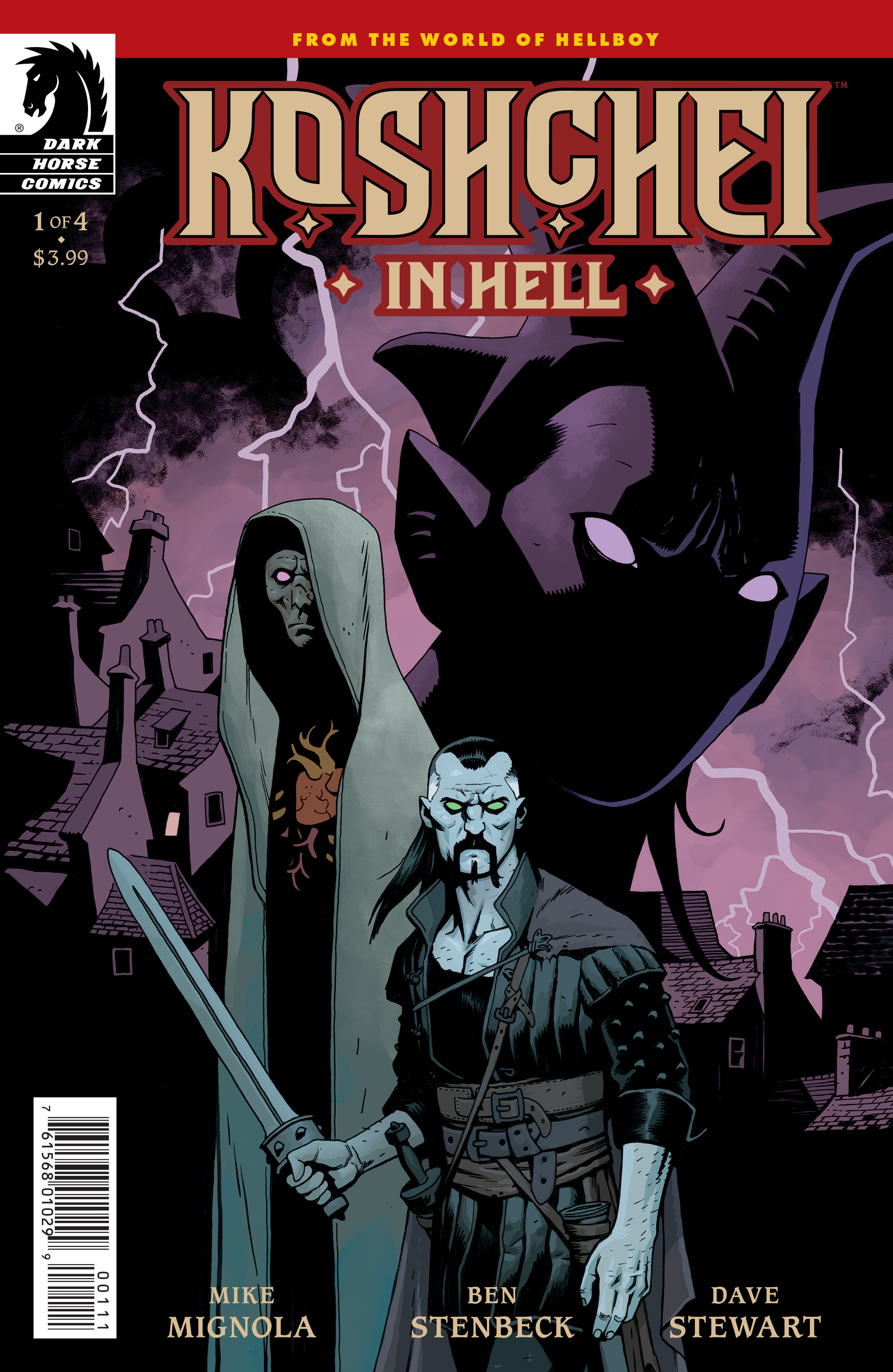 Koschei, Acheron, and a mysterious horned figure on the cover of Koshchei in Hell #1 (2022). 