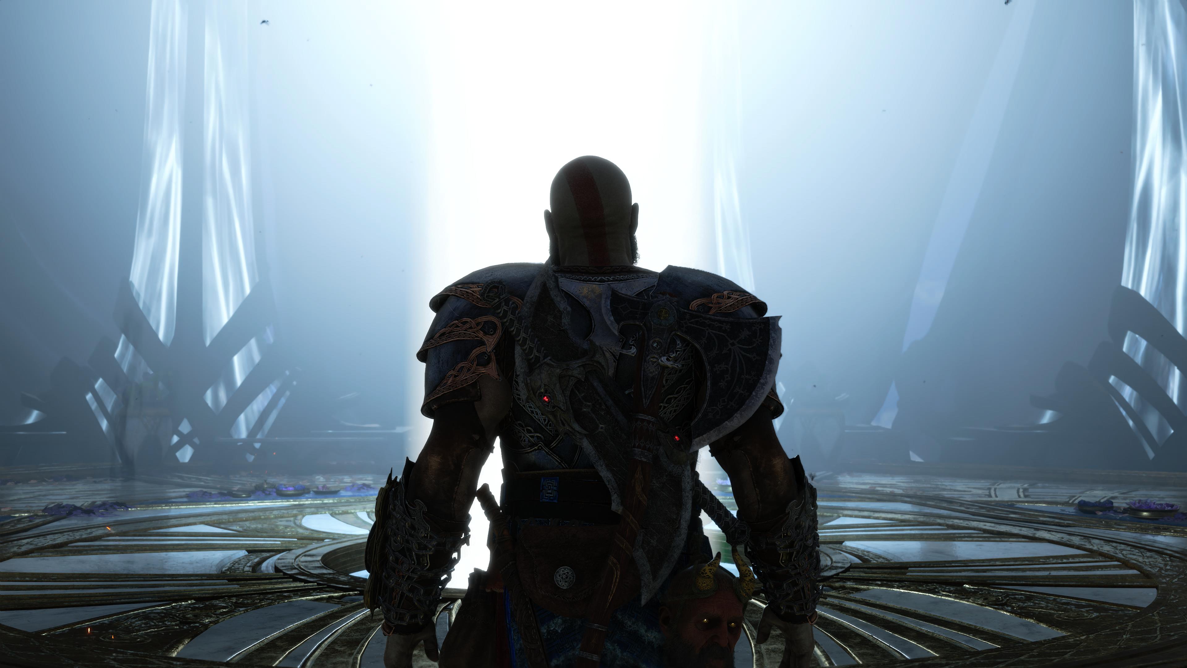 Kratos walks into the Light of Alfheim in God of War Ragnarok