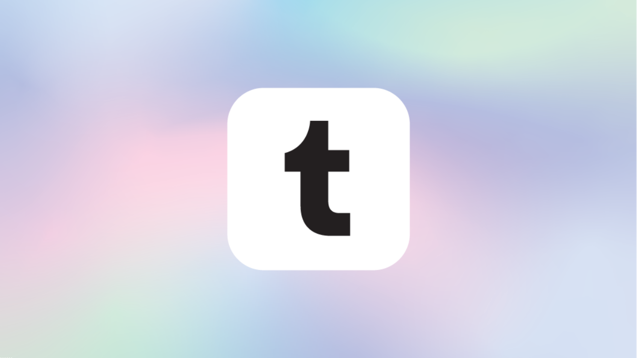 The Tumblr logo on top of a pastel gradient background