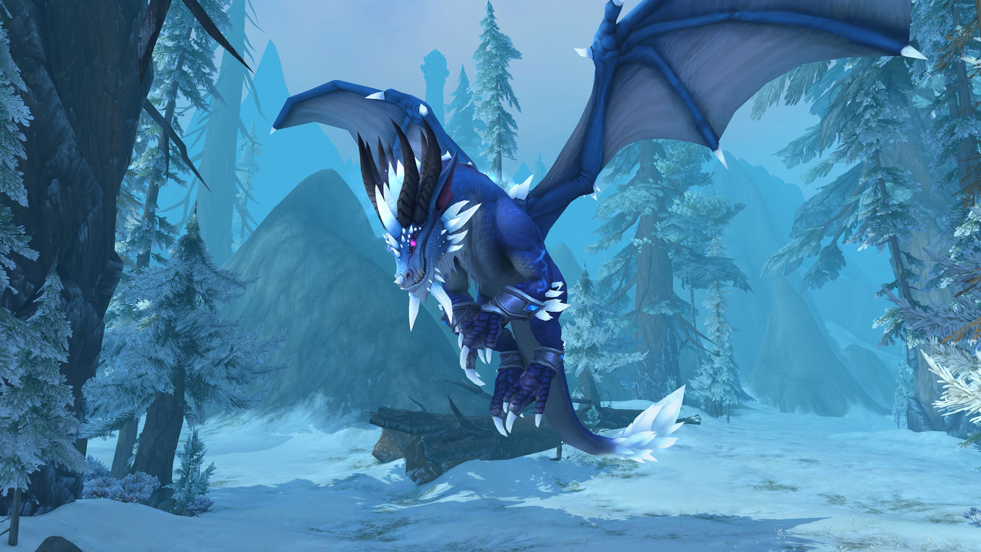 World of Warcraft: Dragonflight - The Dragon Aspect Kalecgos lands over an icy plain
