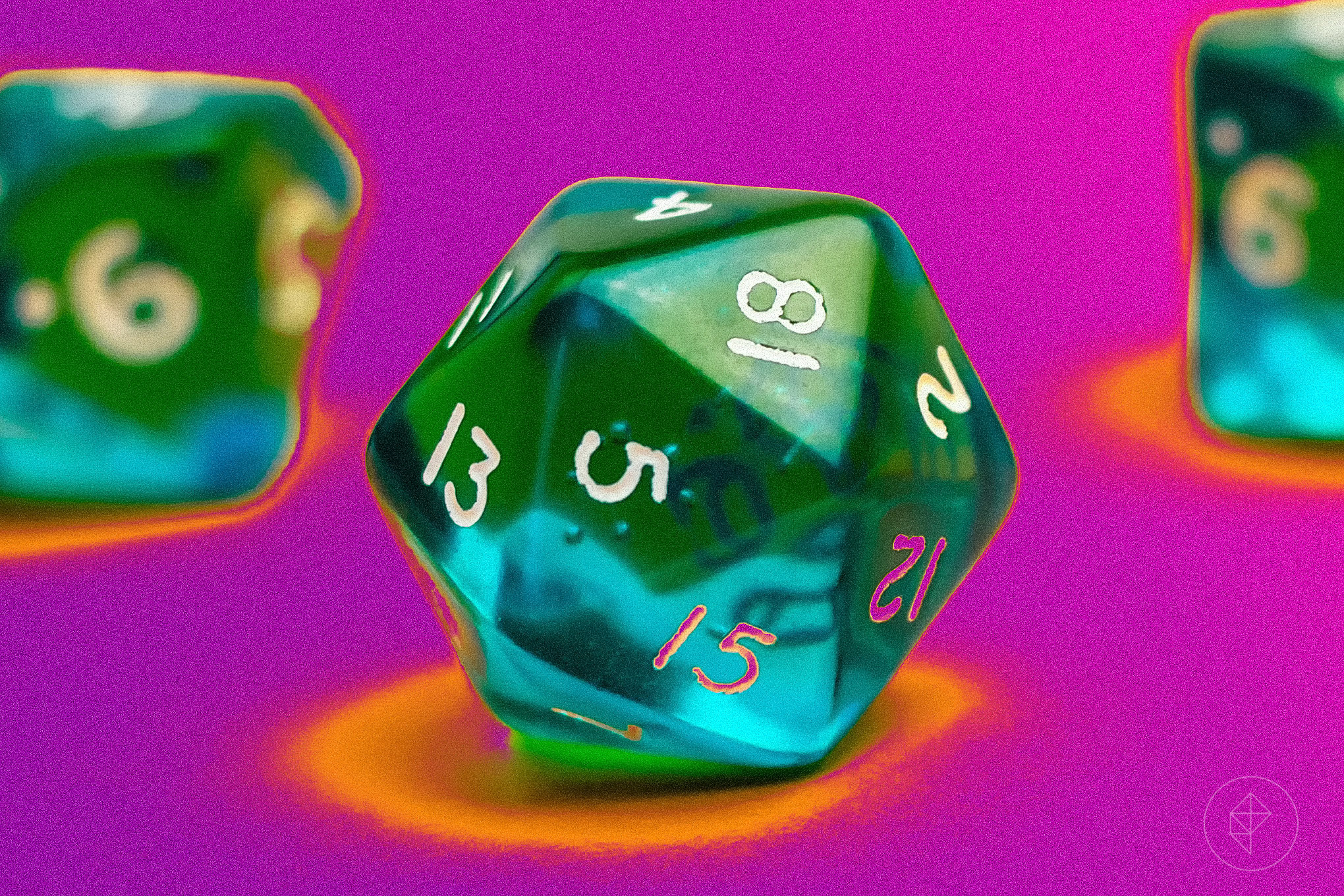 Art of dice used for tabletop gaming.