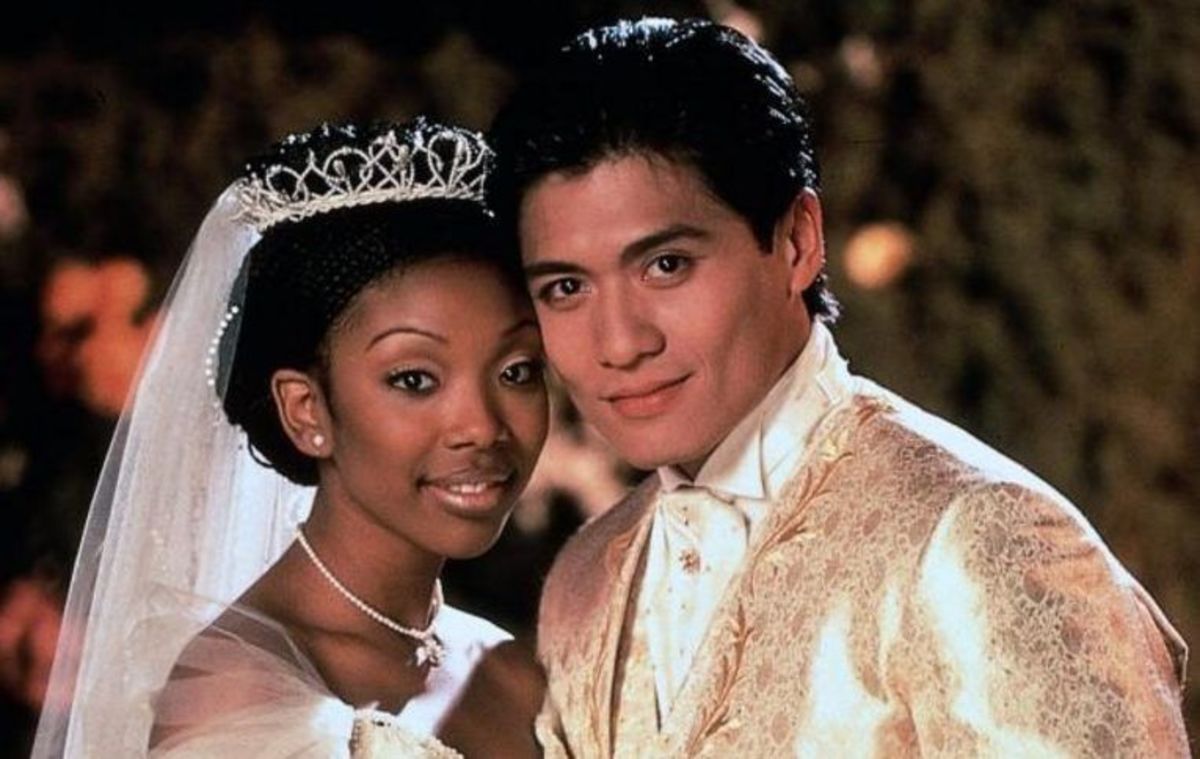 brandy as cinderella with her prince on their wedding day