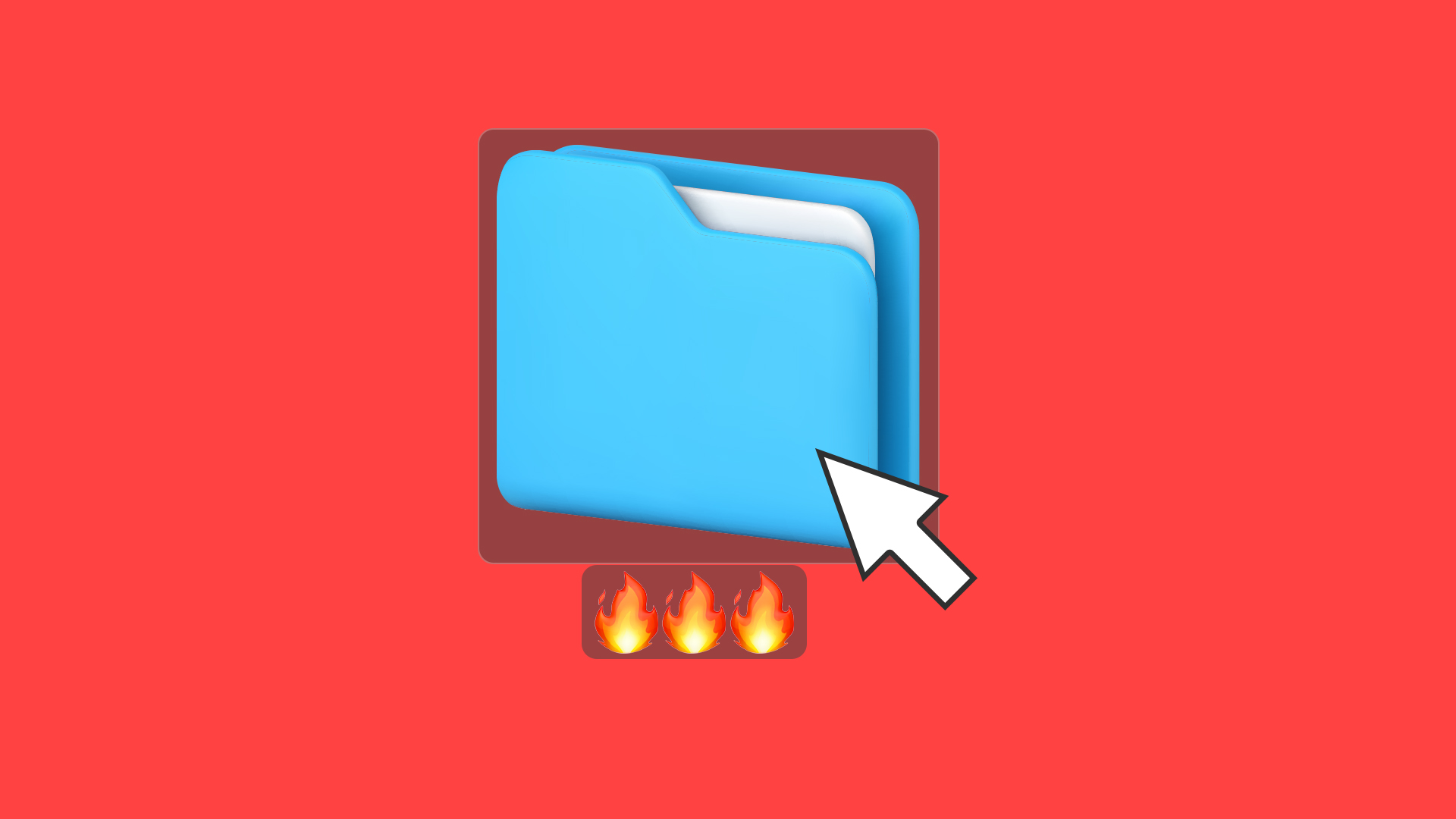 A graphic of the “folder” computer desktop icon, with three fire emojis underneath.