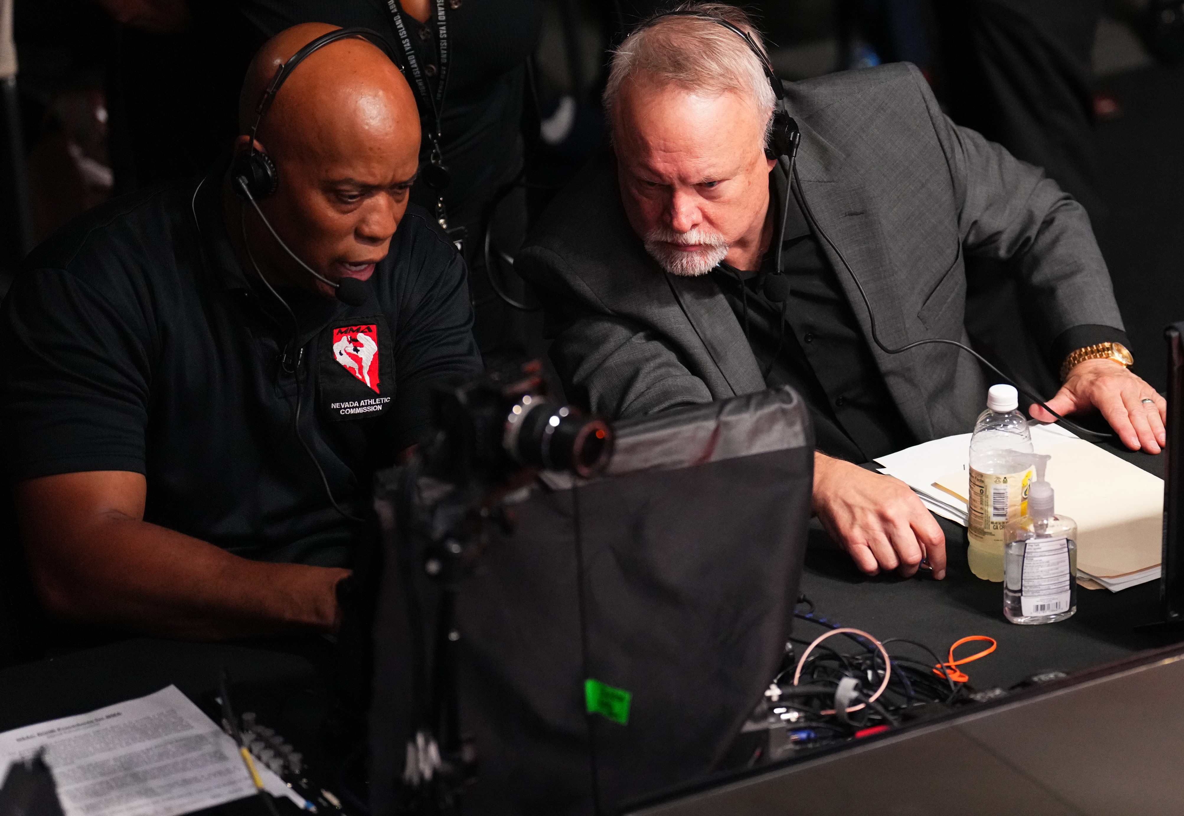 Nevada Athletic Commission director Jeff Mullen reviews a replay at a UFC event.