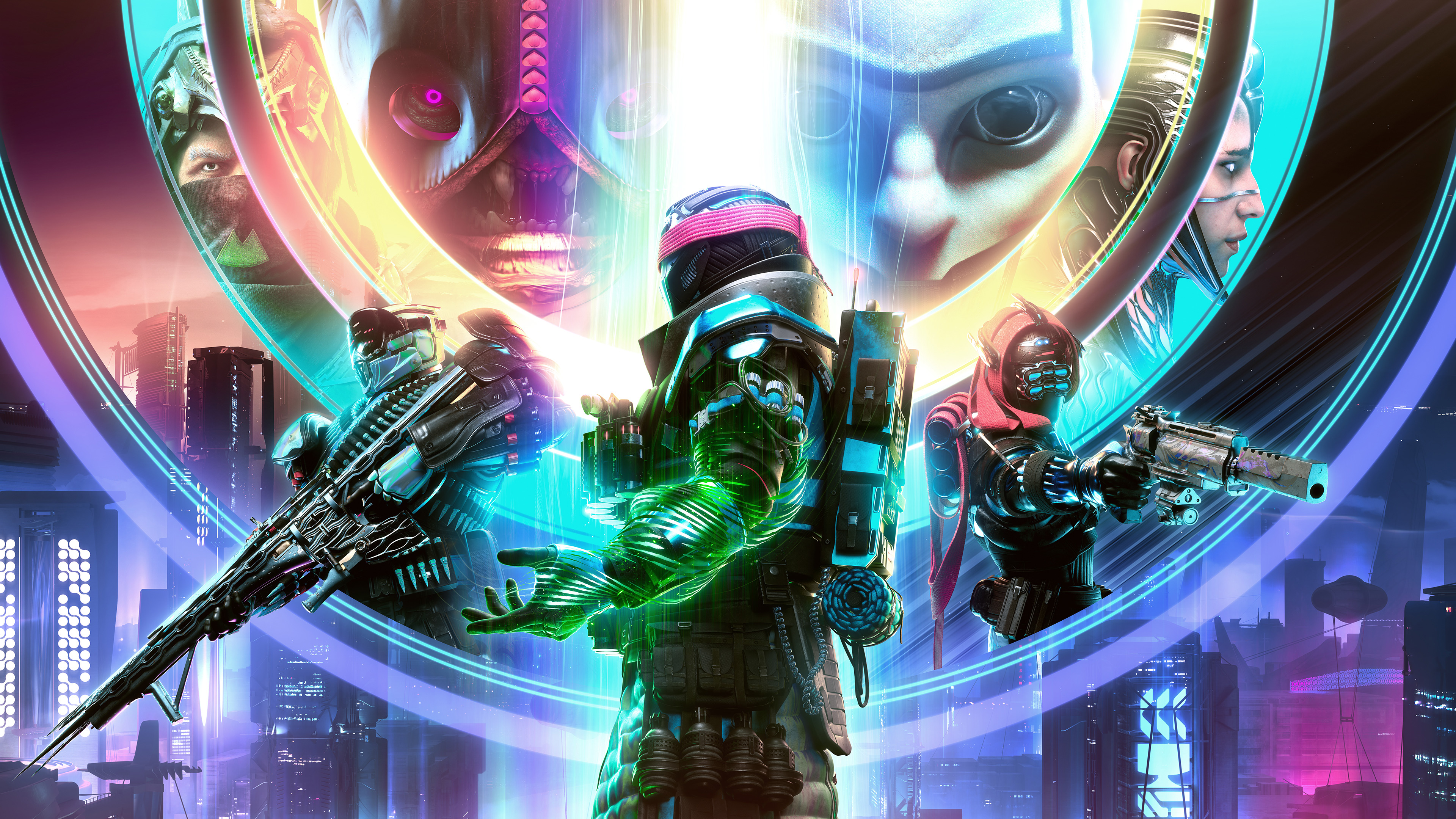 Destiny 2: Lightfall key art featuring three Guardians, The Witness, and Calus