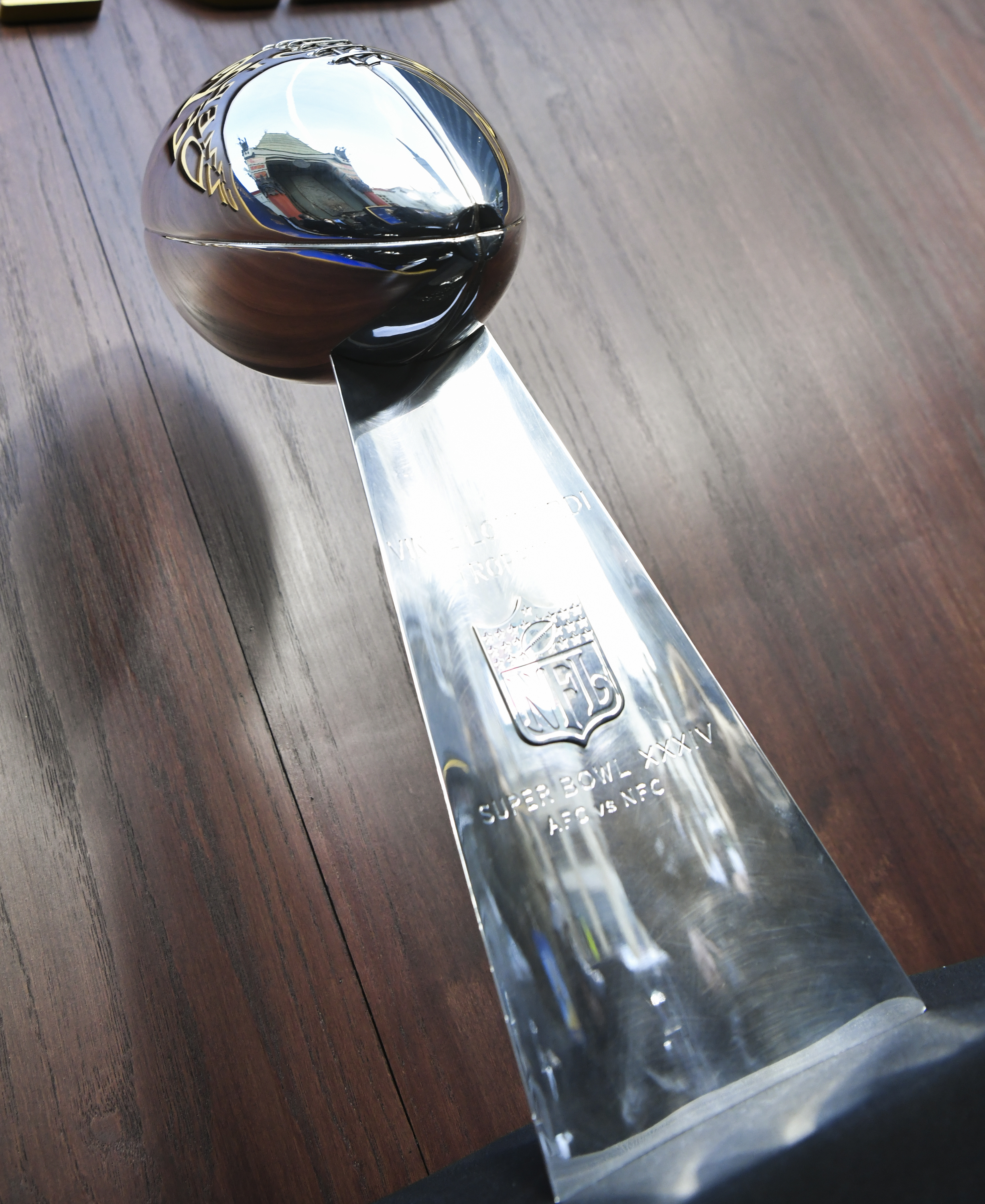 A general view of the Lombardi Trophy during the Los Angeles premiere of Lionsgate’s “American Underdog” at TCL Chinese Theatre on December 15, 2021 in Hollywood, California.