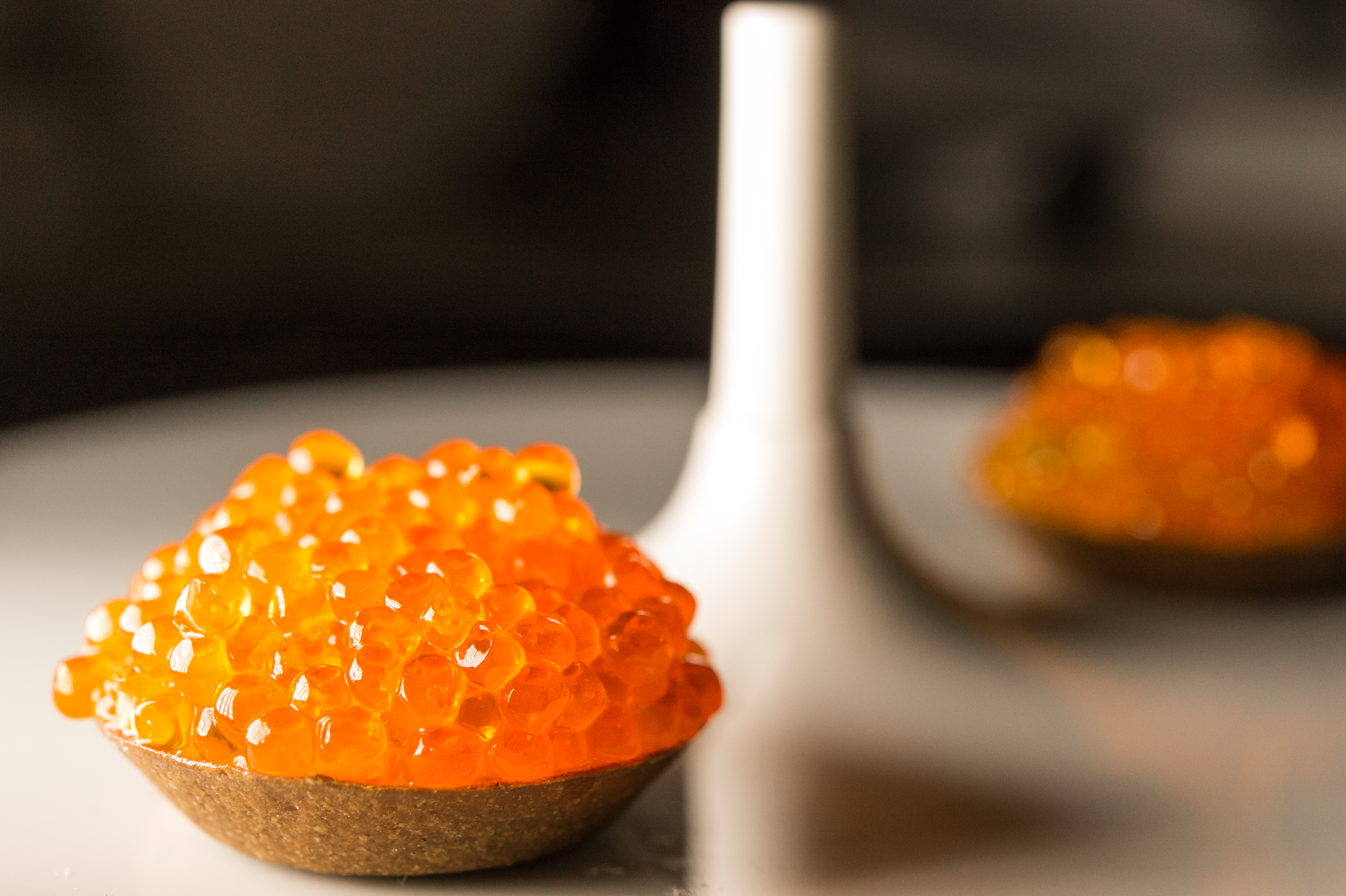 Brooklyn Fare’s trout roe sits over a small tartlet