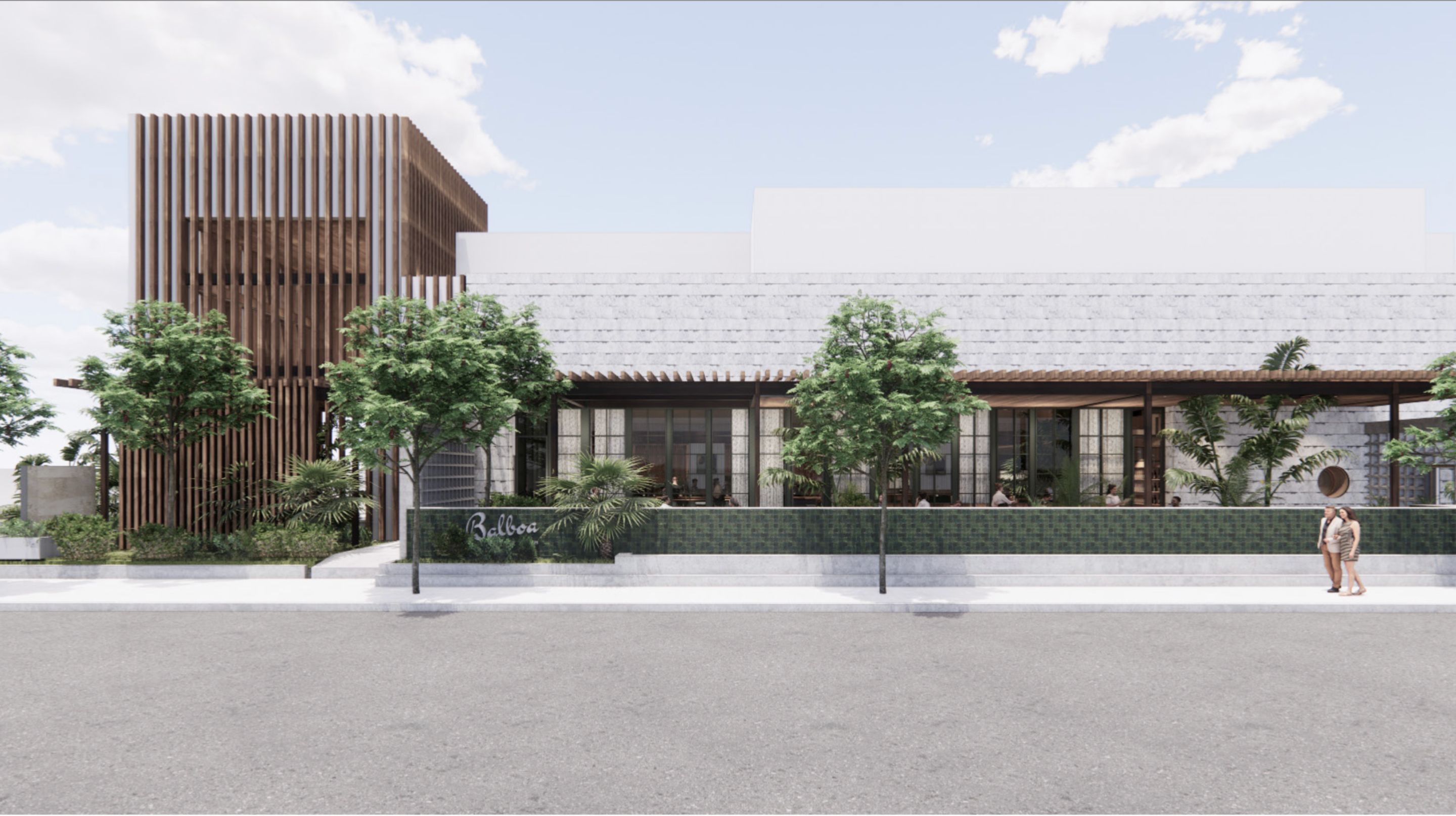 An artist rendering of Balboa Surf Club’s exterior.