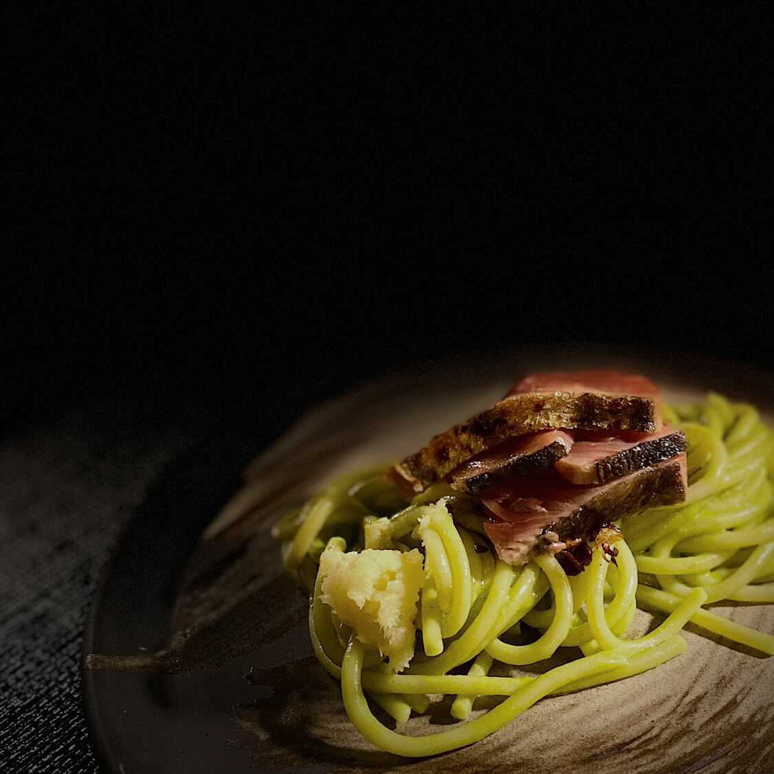 Pesto spaghetti with bonito from Corridor 109.