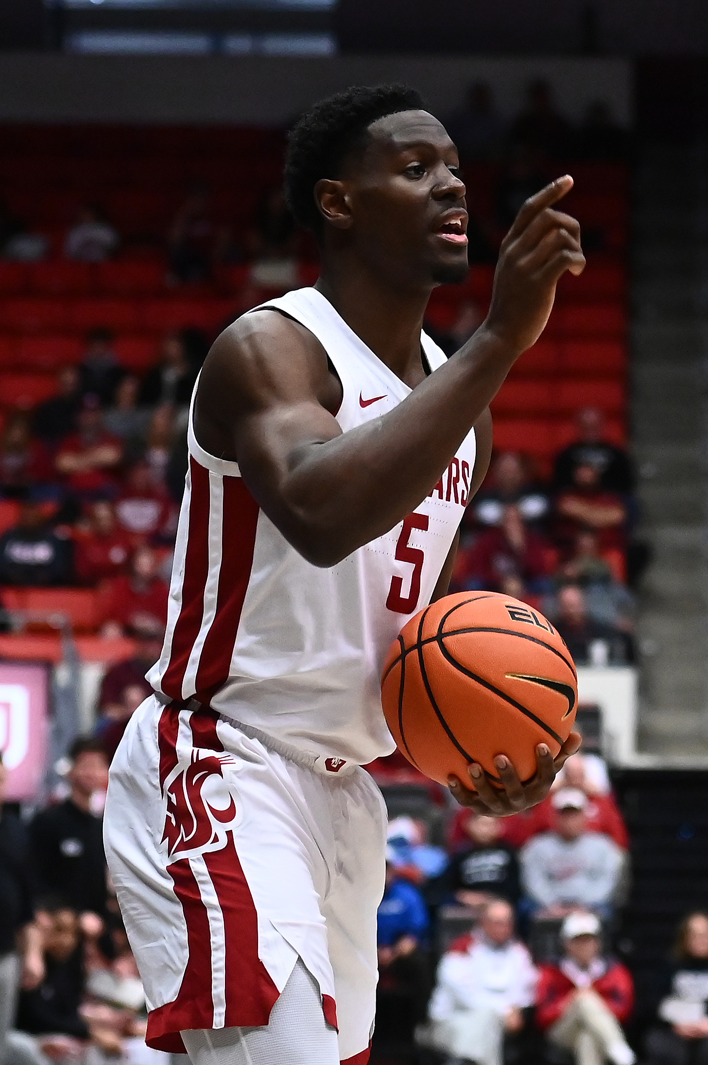 Washington State Cougars guard TJ Bamba brings the ball down court against the UCLA Bruins in the first half at McCarthey Athletic Center.&nbsp;