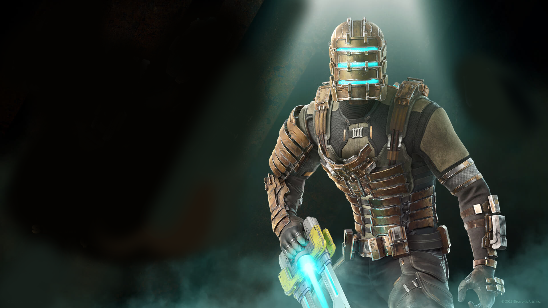 Fortnite - Dead Space’s Isaac Clarke poses in his RIG armor and plasma cutter, surrounded by mysterious mist