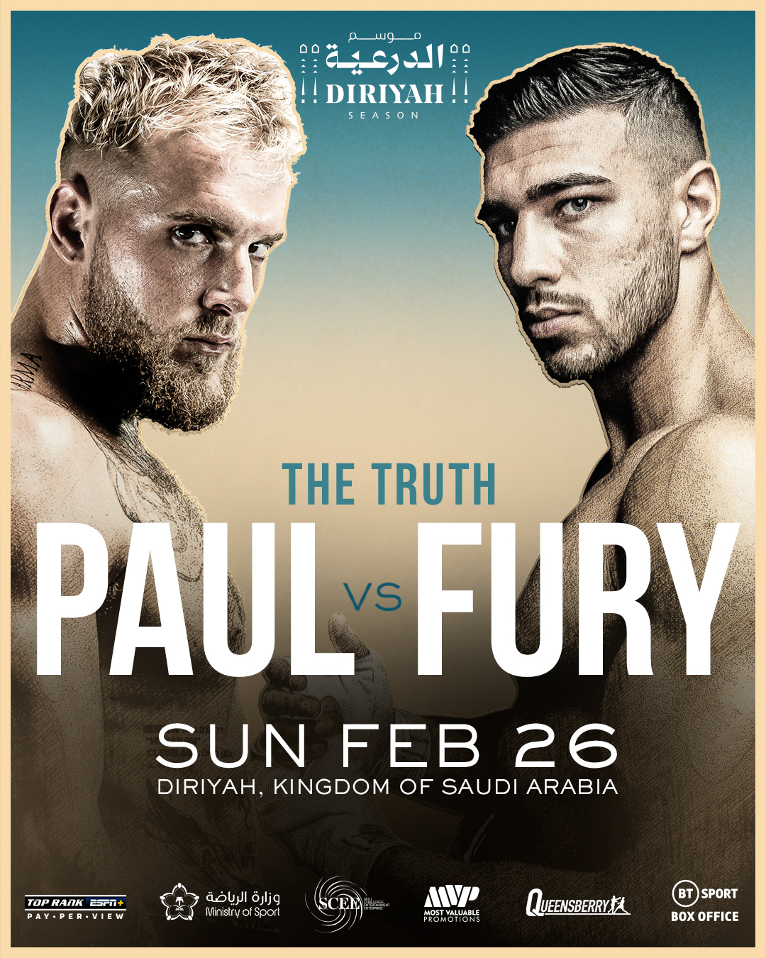 Jake Paul will face Tommy Fury on February 26 from Saudi Arabia