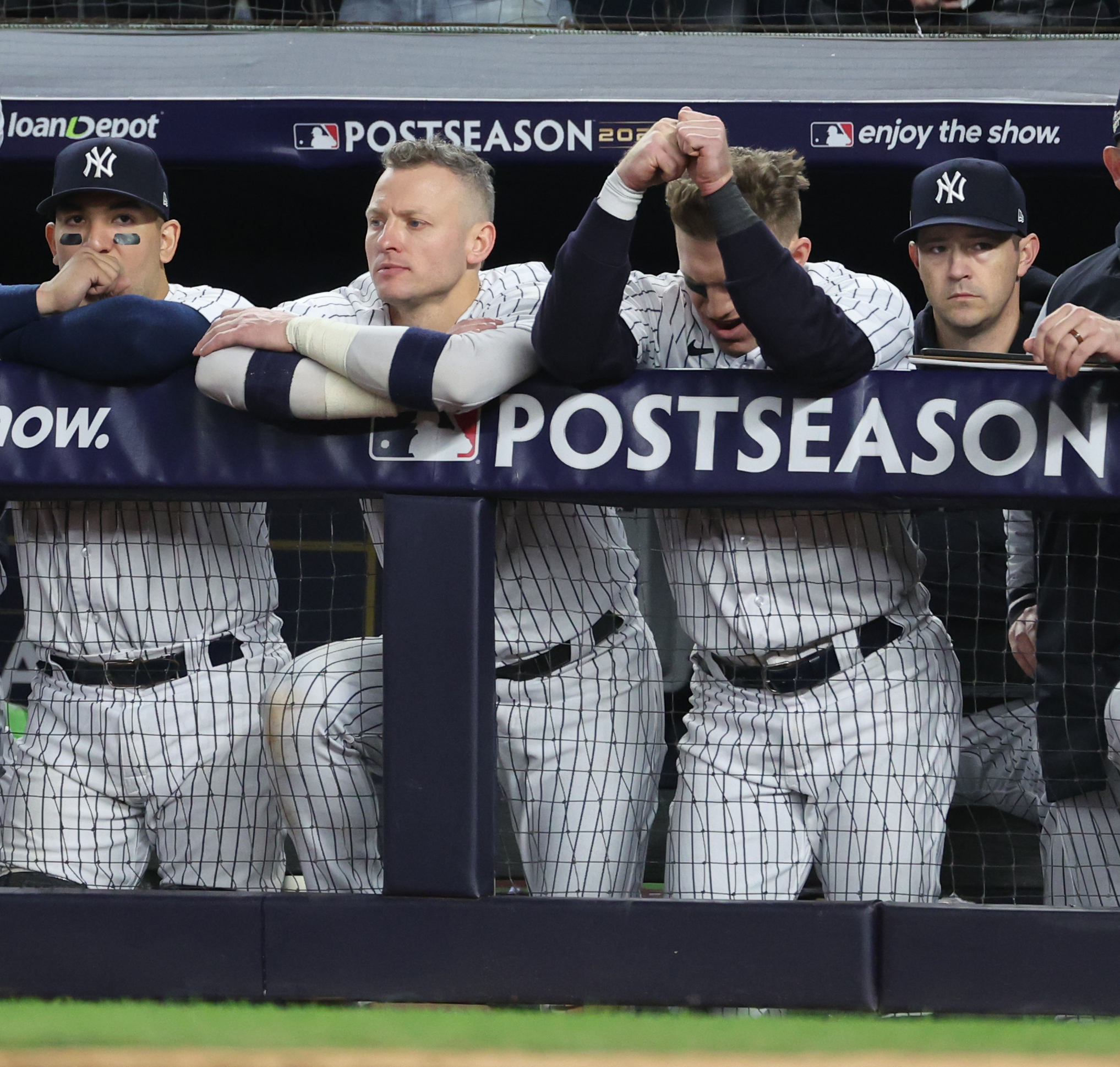 New York Yankees Dugout in the 9th Inning of Game 4 of the ALCS