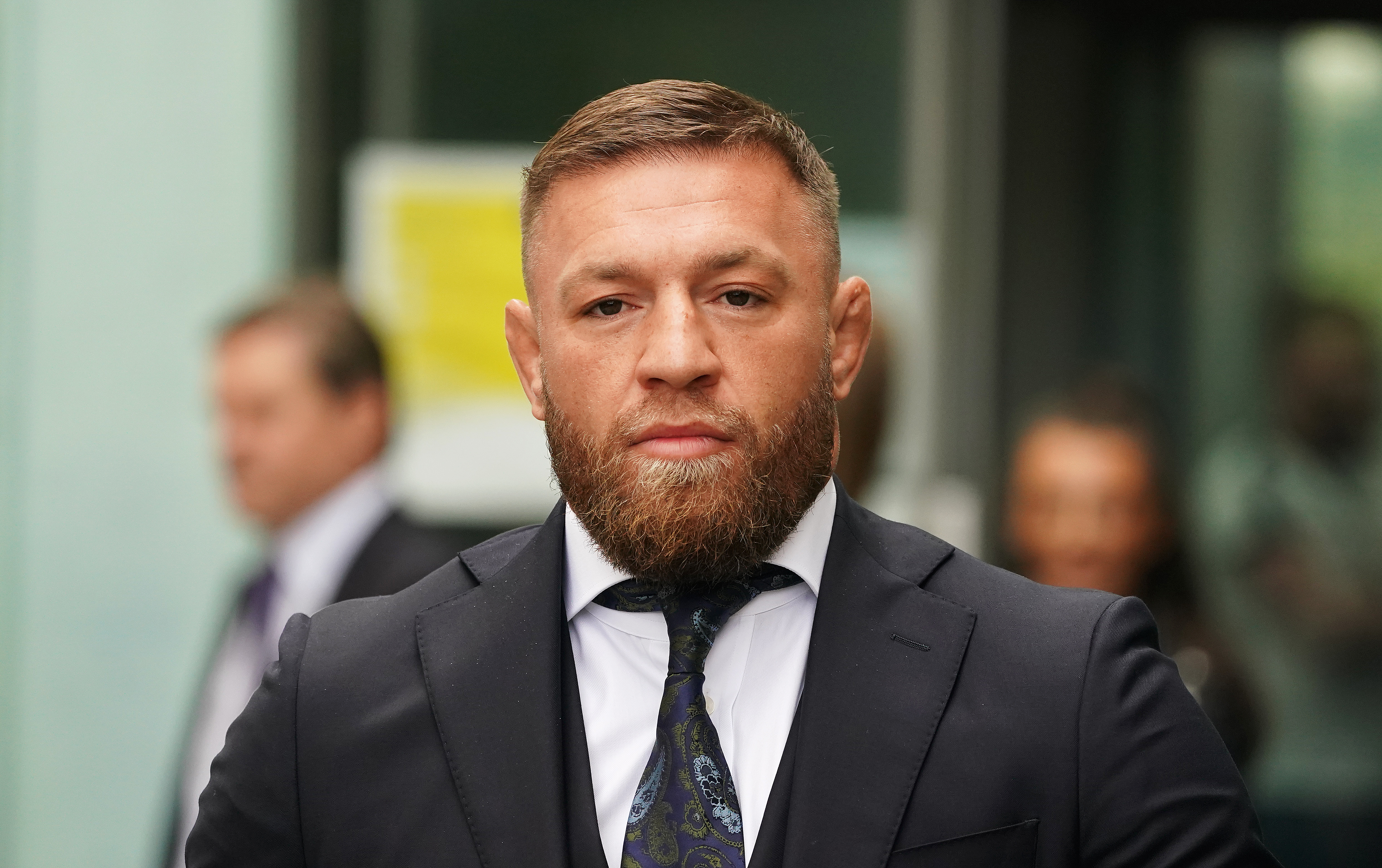 Conor McGregor leaving court over dangerous driving charge.