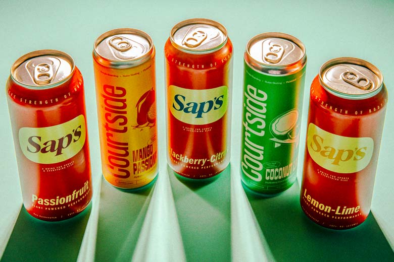 Five cans of “apres-sport” beverages