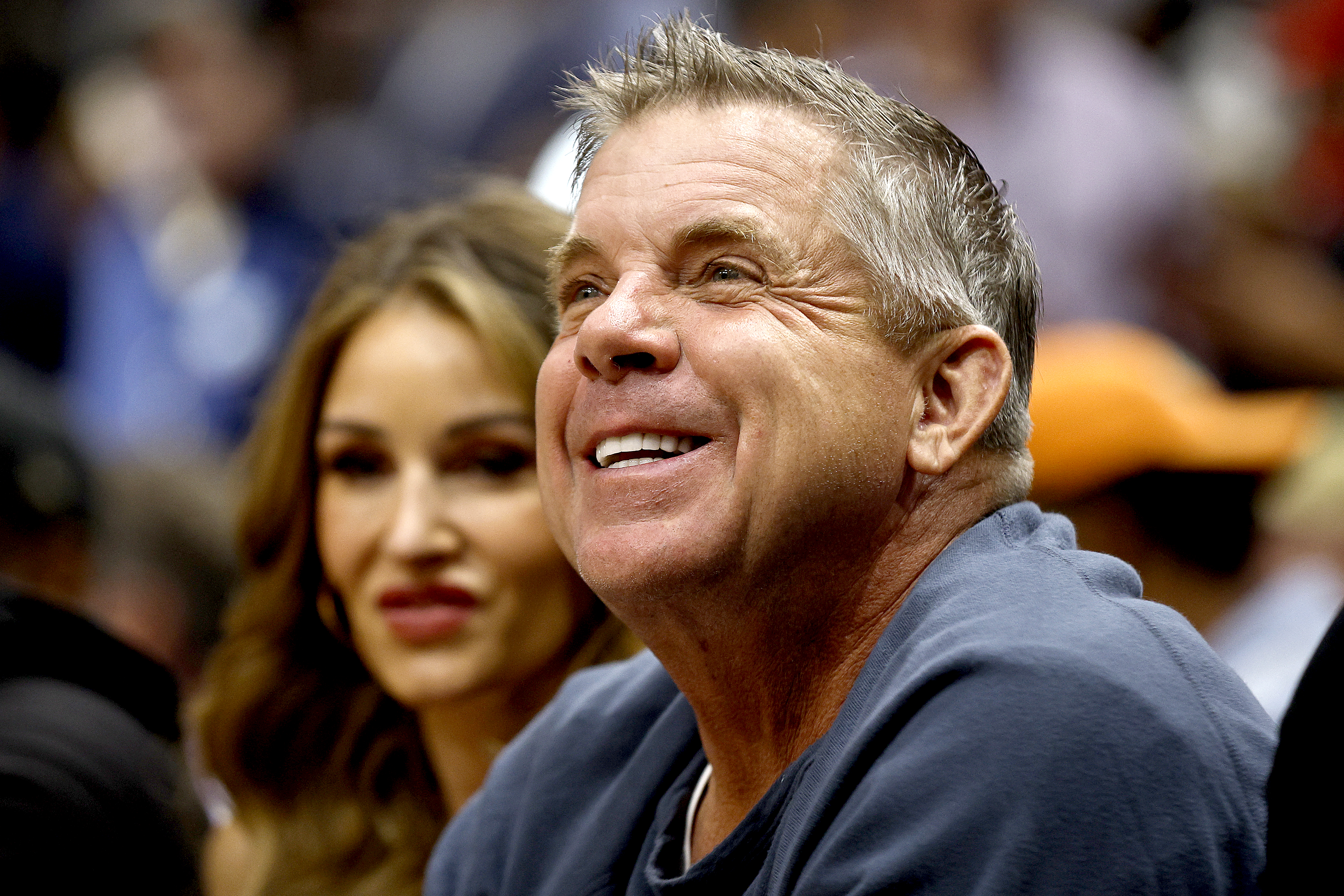 Sean Payton former head coach of the New Orleans Saints looks on during the third quarter of an NBA game between the Dallas Mavericks and the New Orleans Pelicans at Smoothie King Center on October 25, 2022 in New Orleans, Louisiana.