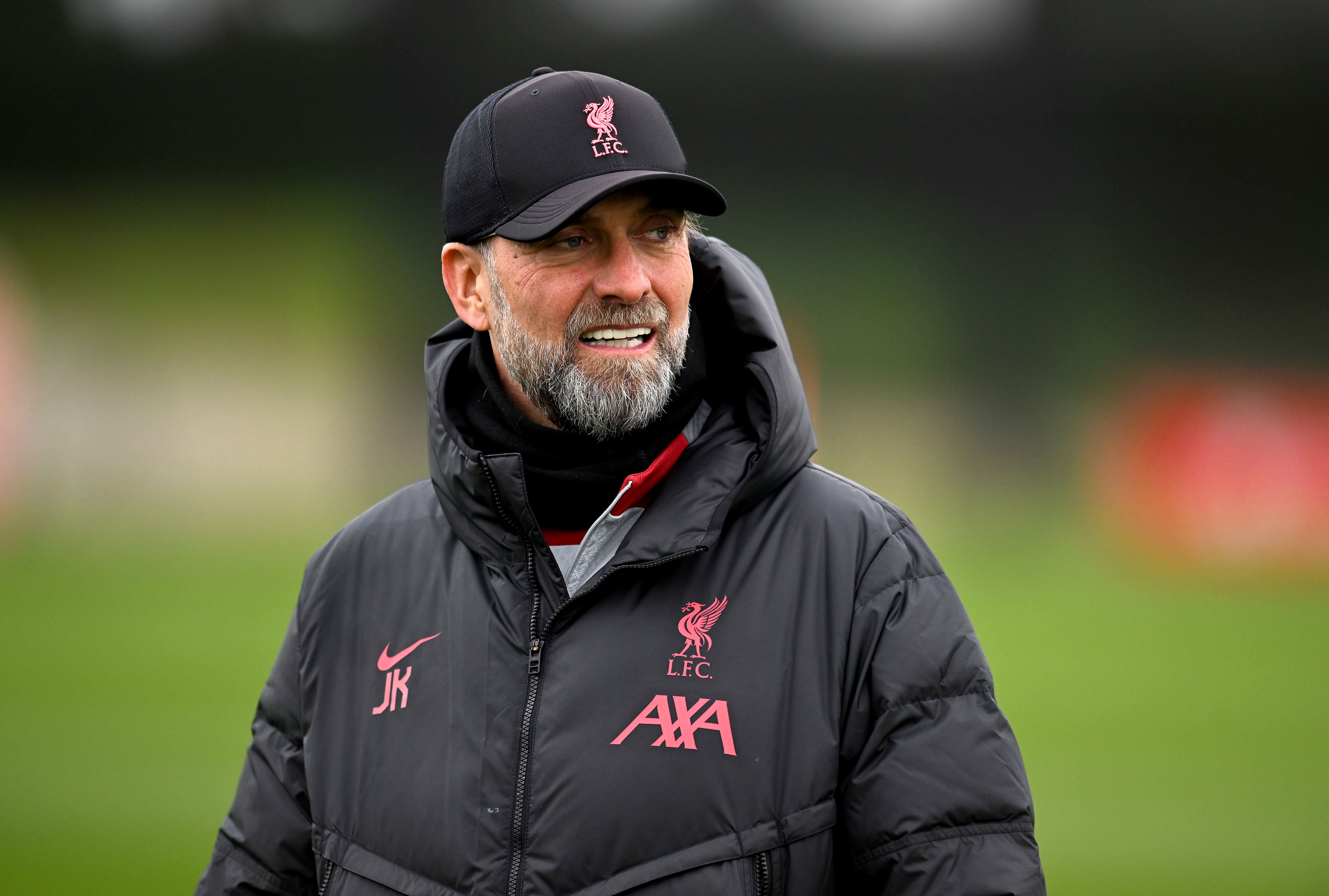 Jurgen Klopp manager of Liverpool during a training session at AXA Training Centre on February 02, 2023 in Kirkby, England