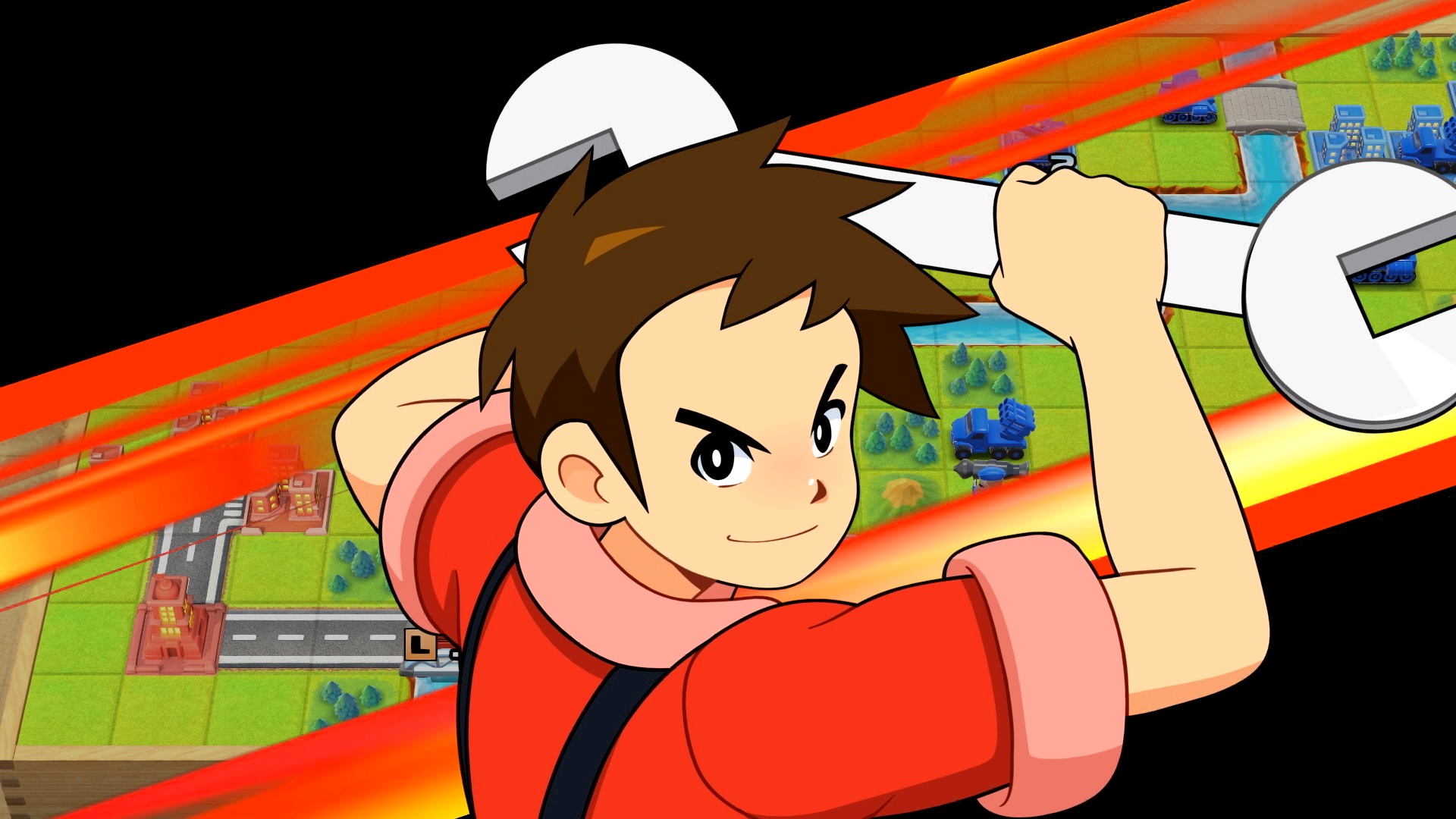 Andy from Advance Wars pulls out a giant wrench in a screenshot from Advance Wars 1+2: Re-Boot Camp