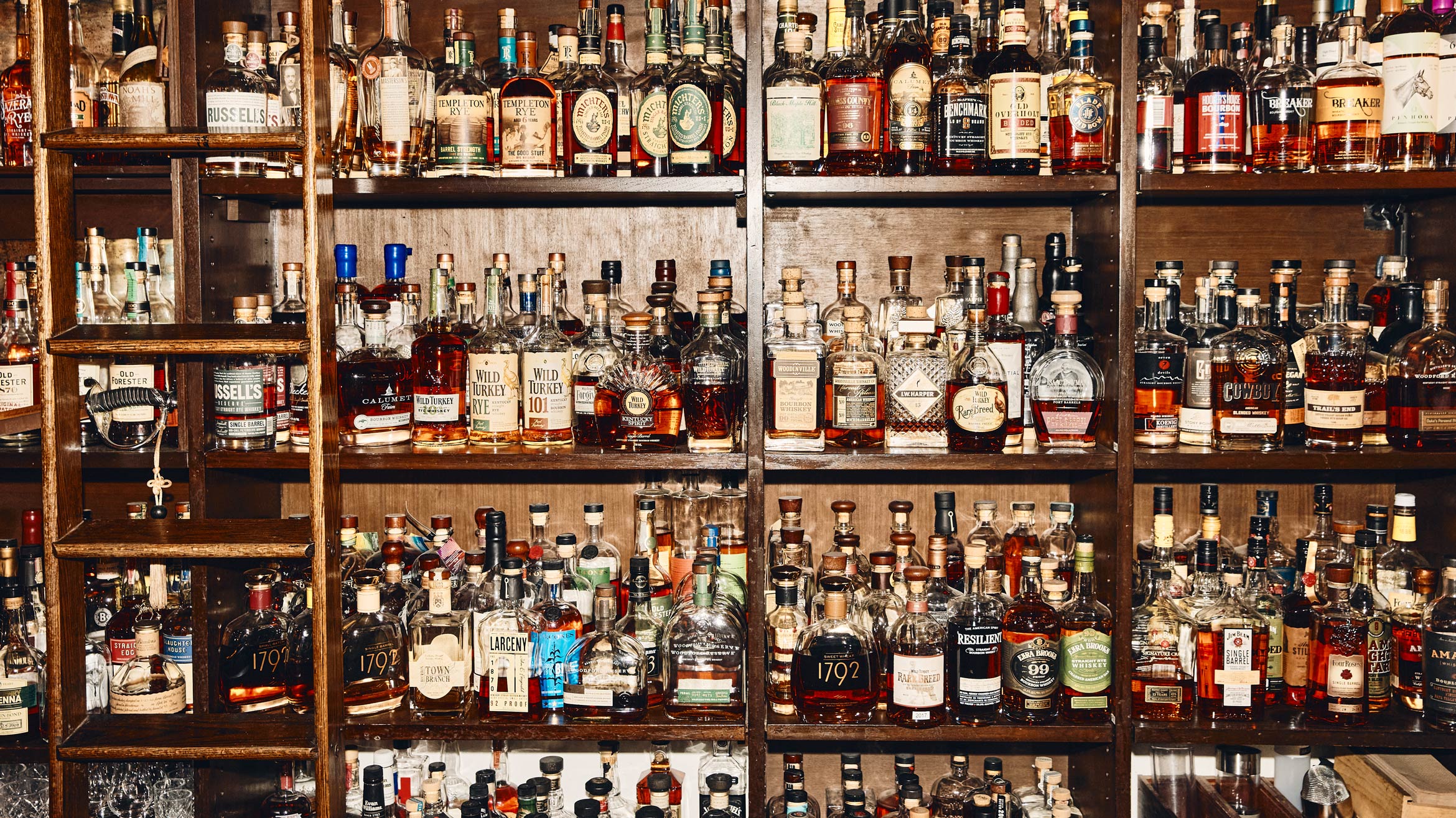 Shelves filled with bottles of liquor